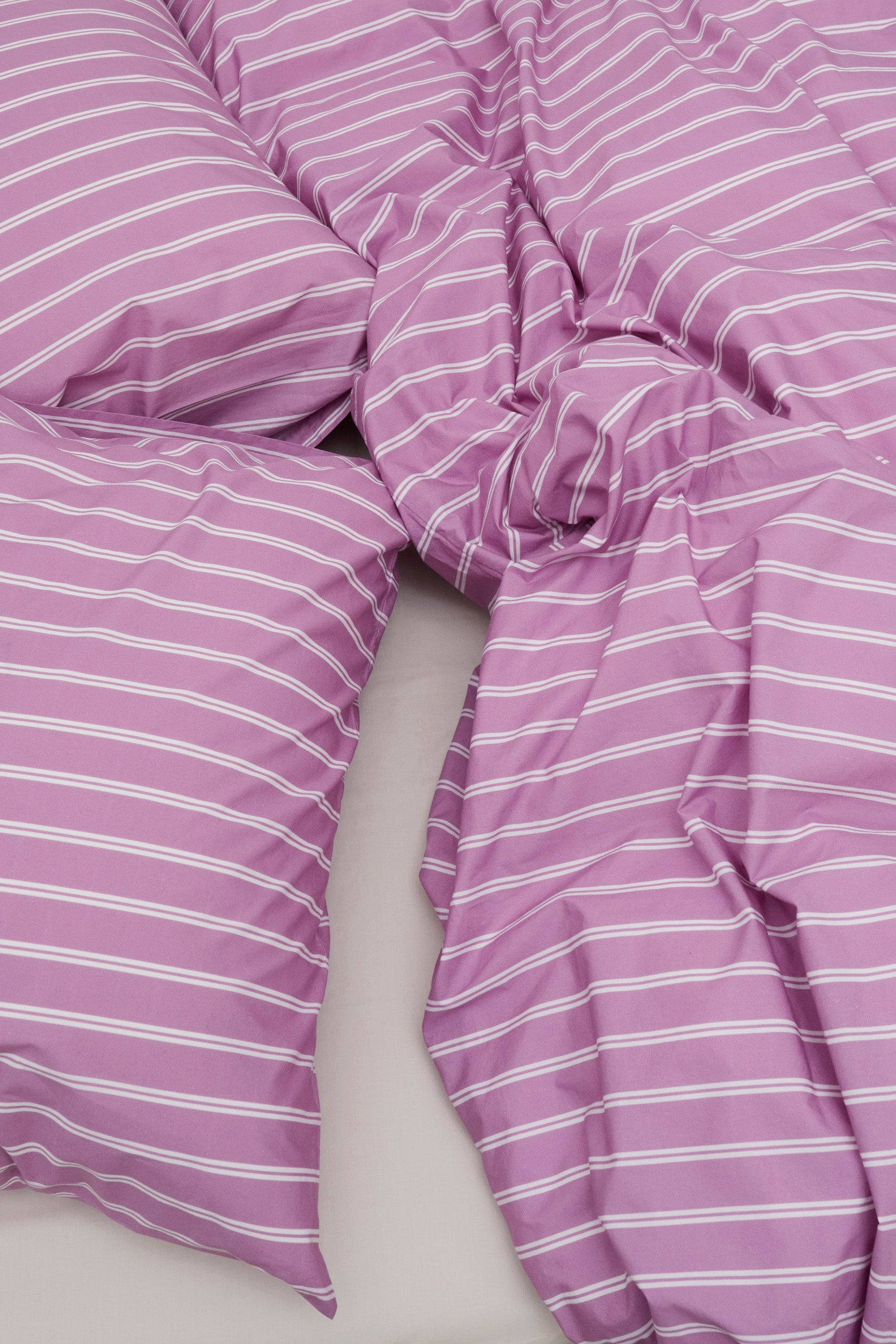 Percale Double Duvet Cover Mallow Pink Stripes