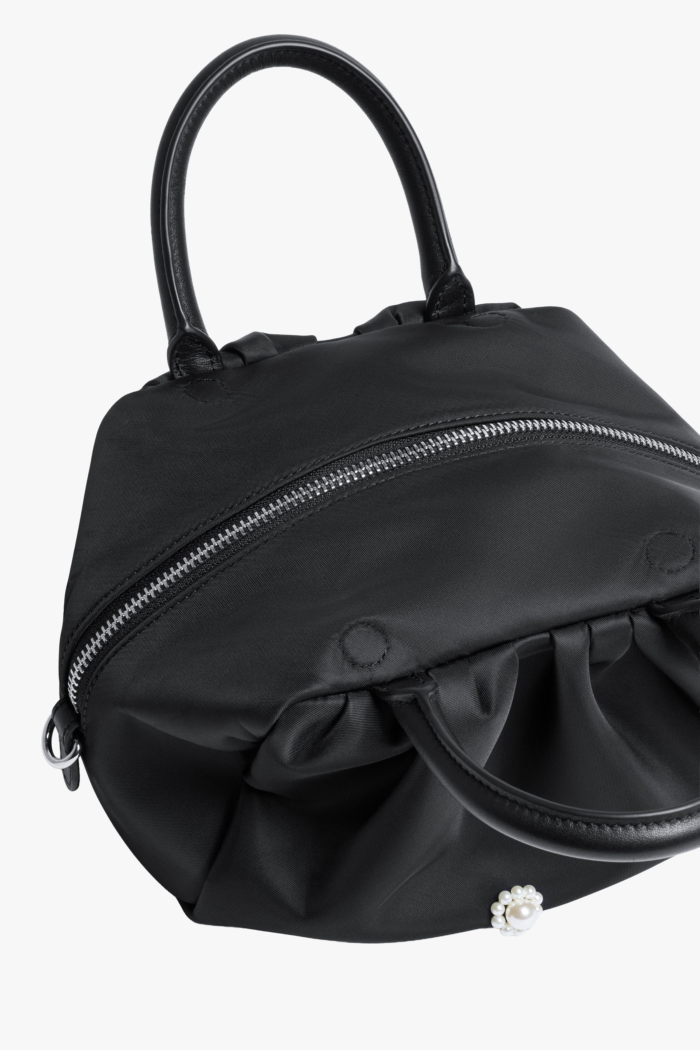 Mini Gathered Top Handle Bag Black/Black
