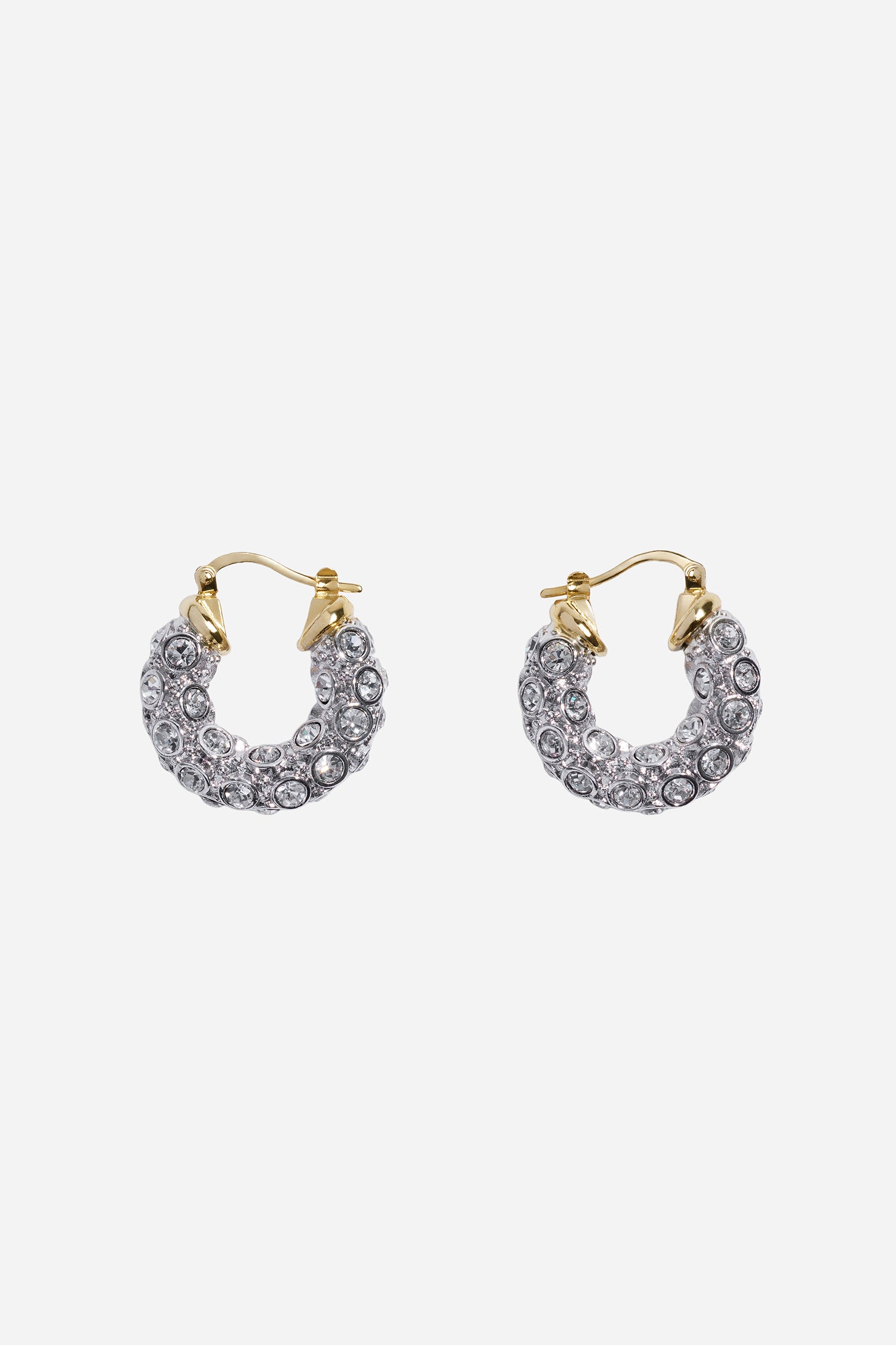 Rhinestone Hoop Earrings Rhodium/Gold/Crystal