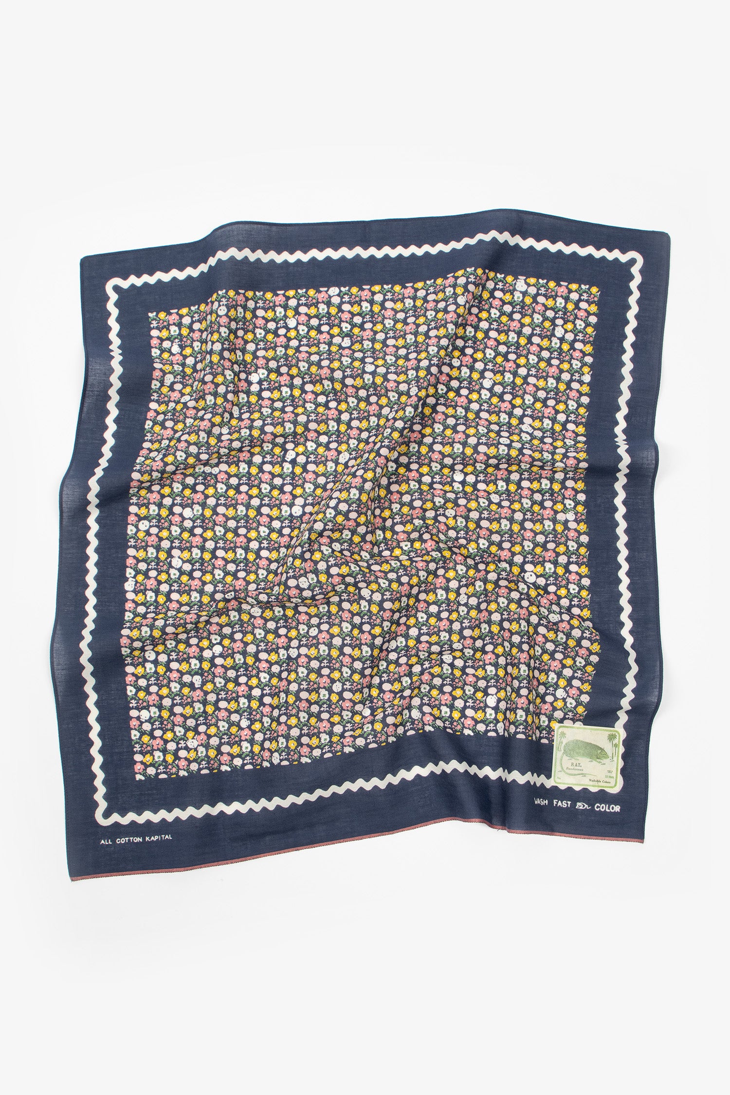 Skull & Flower Bandana Navy