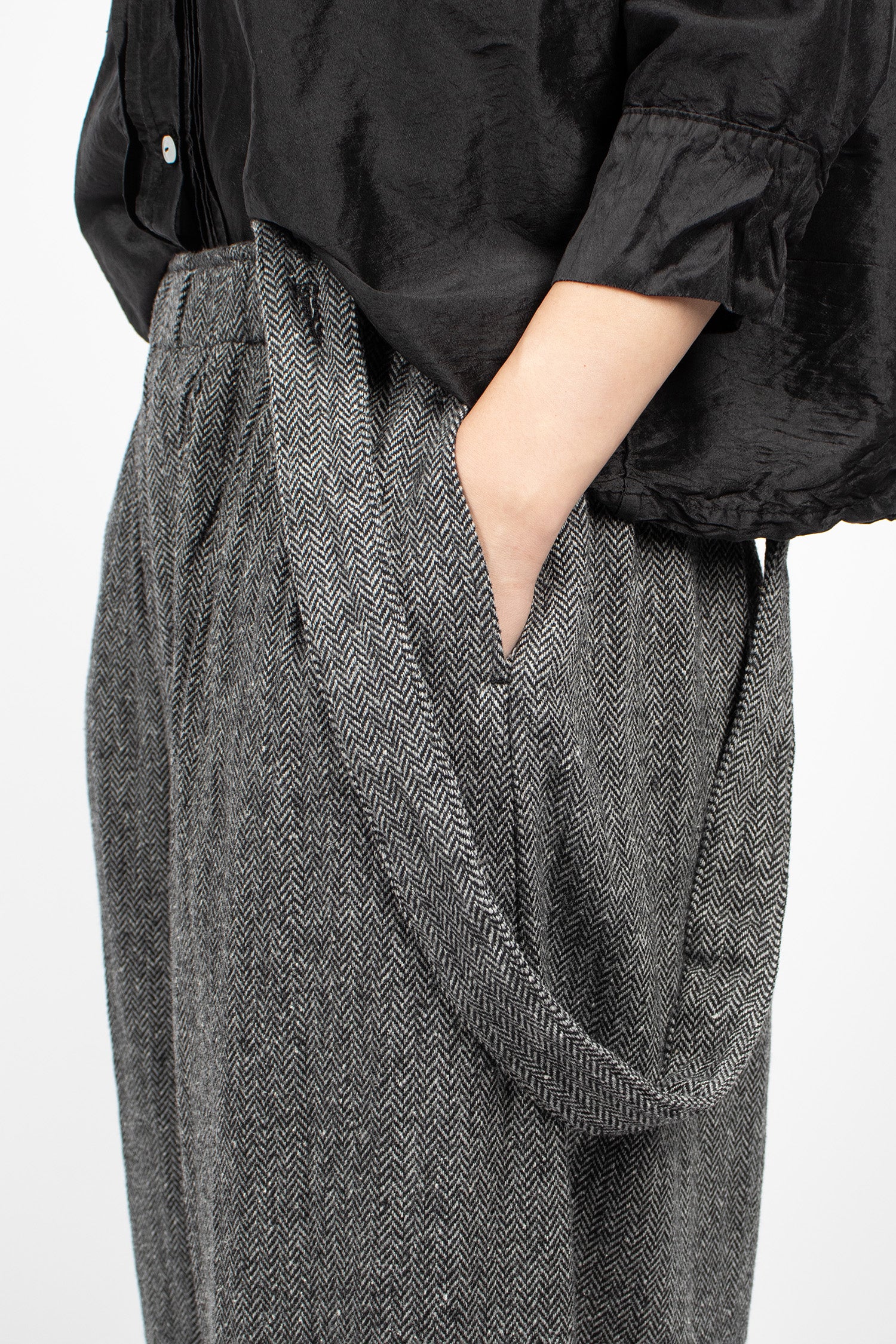 Balloon Pants Grey Herringbone