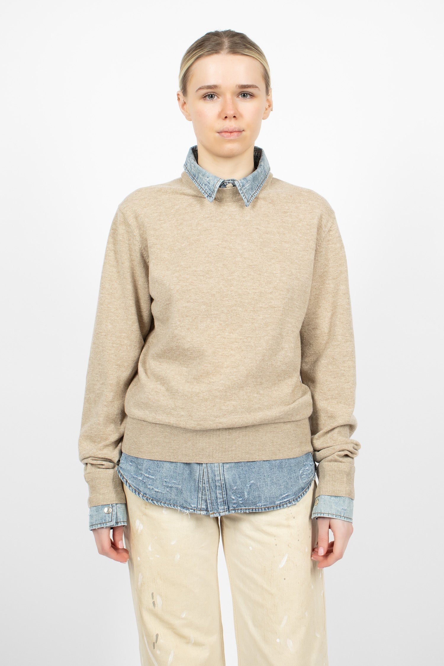 Layered Wool Knit Beige