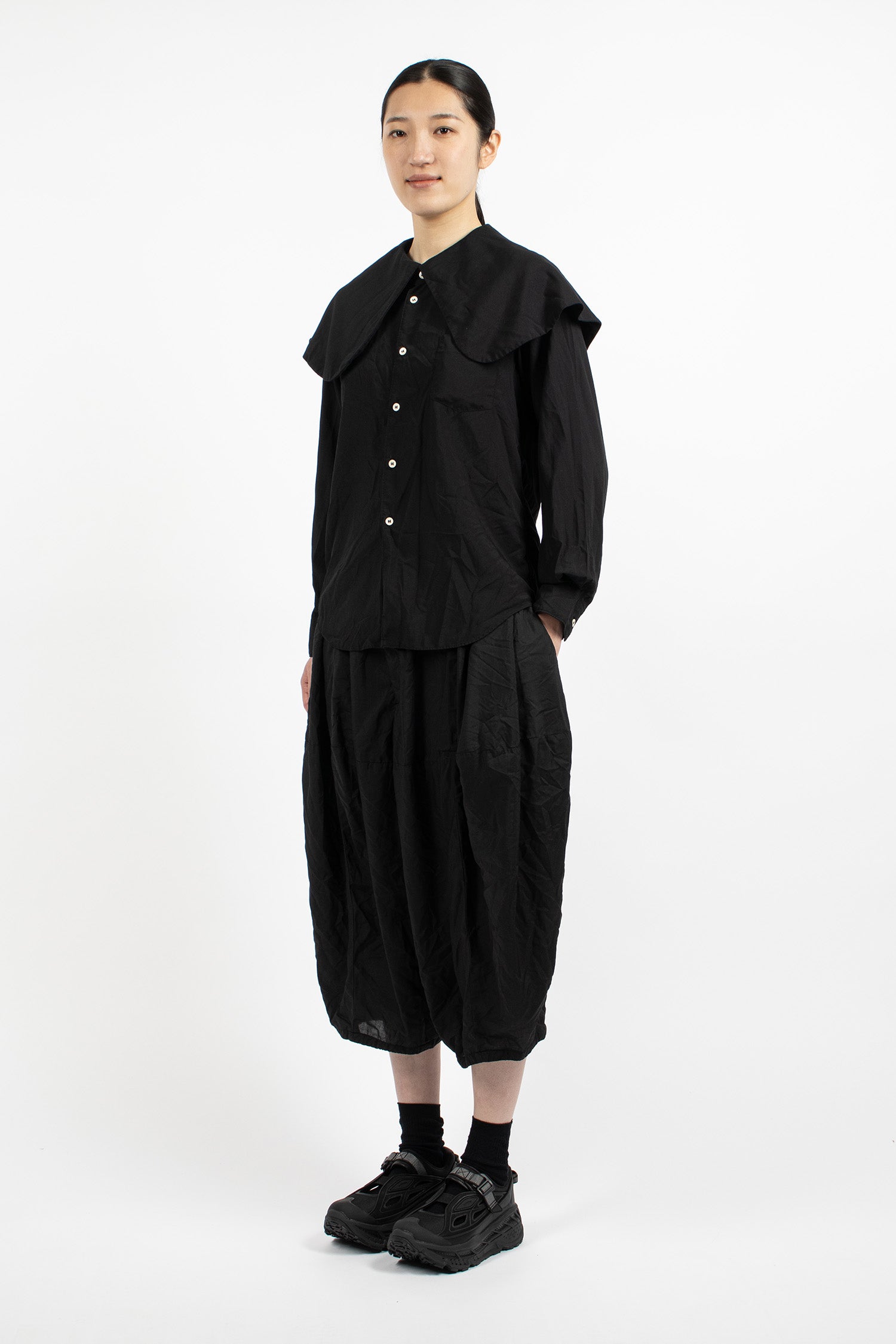 Cropped Balloon Pants Black