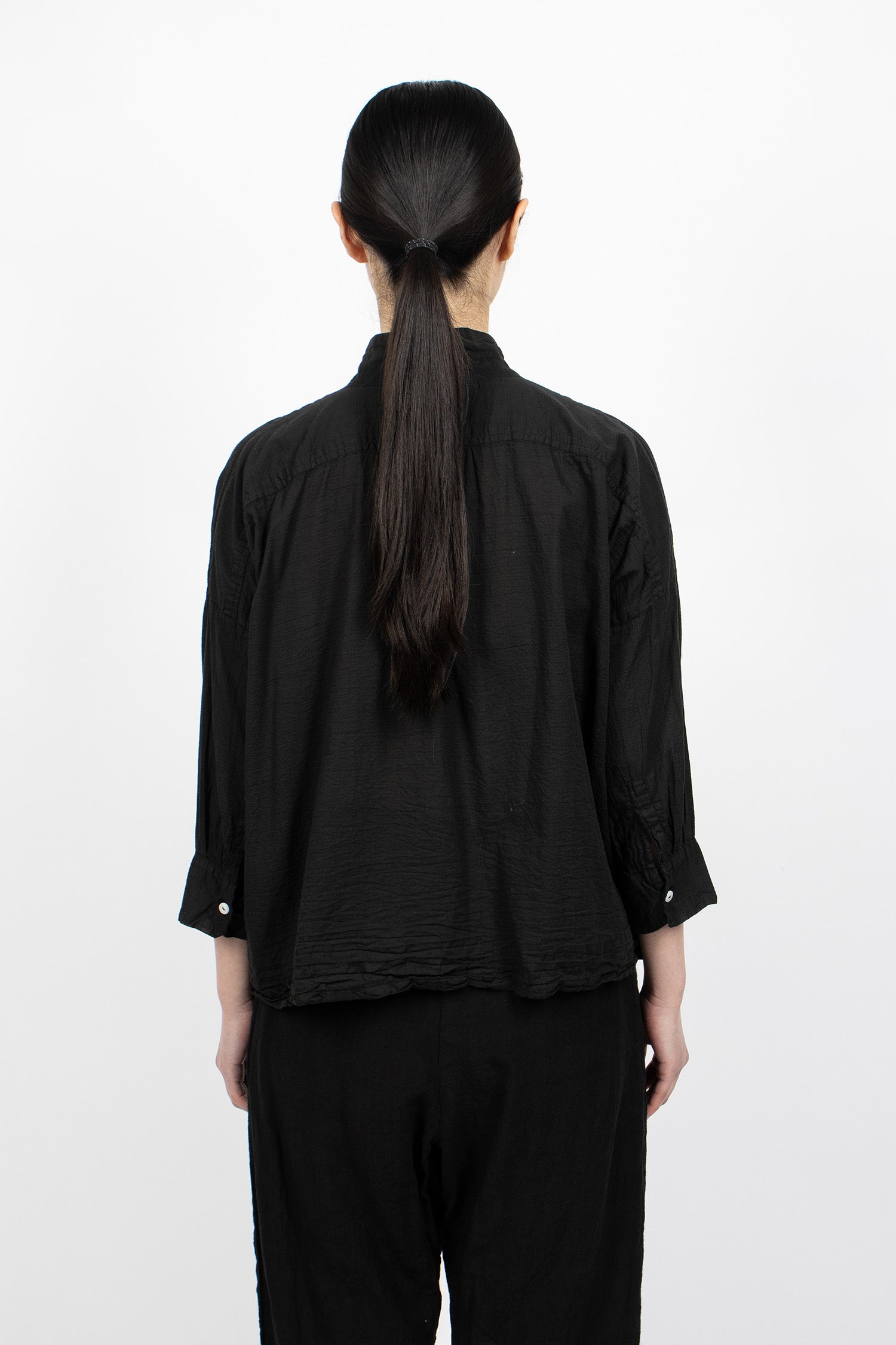 Long Square Gauze Shirt Black