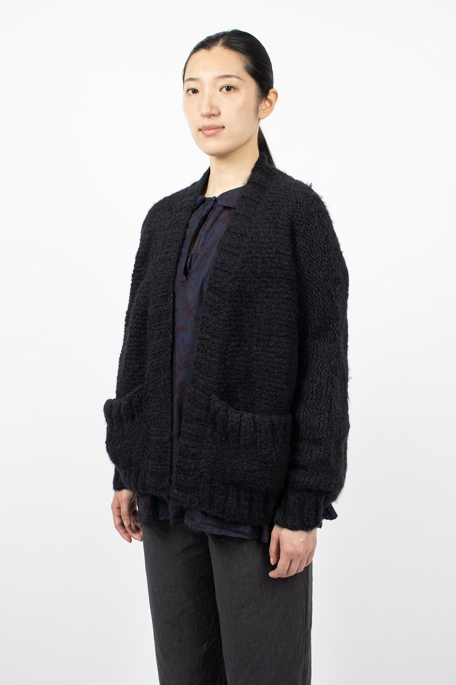 Hand-Knitted Silk Jacket/Cardigan Black