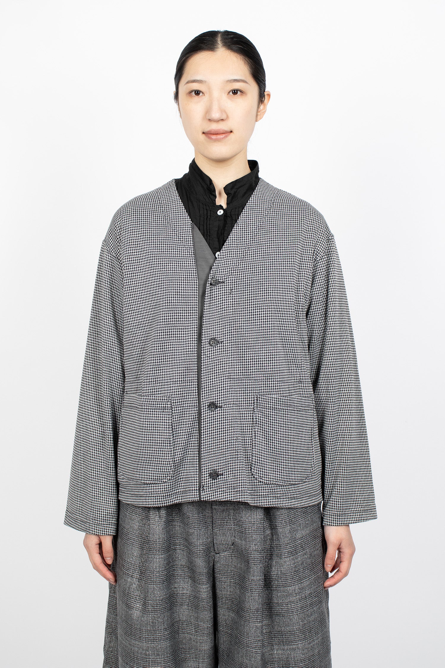 Knit Cardigan Black Houndstooth