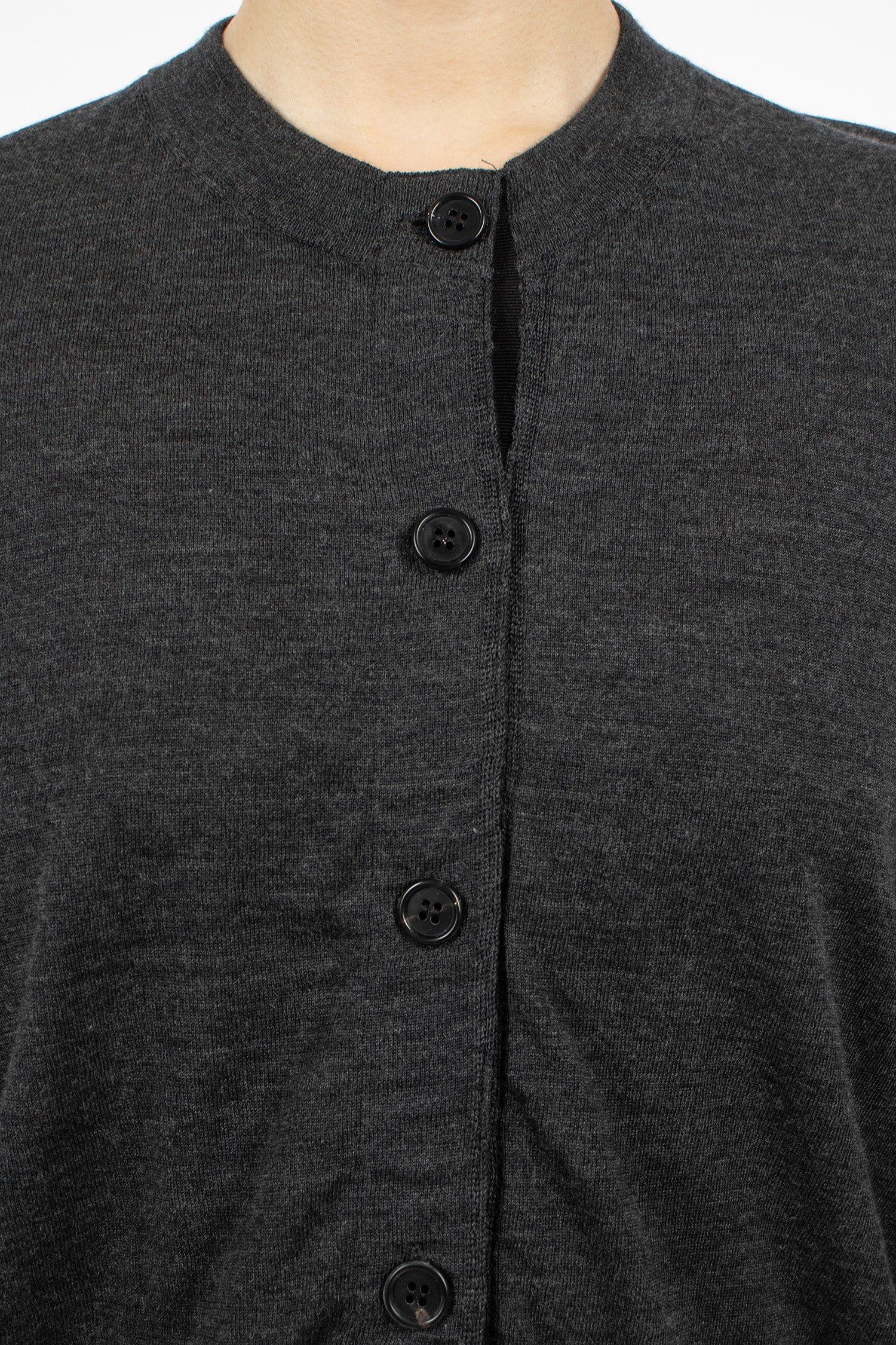 Grosgrain Placket Cardigan Charcoal
