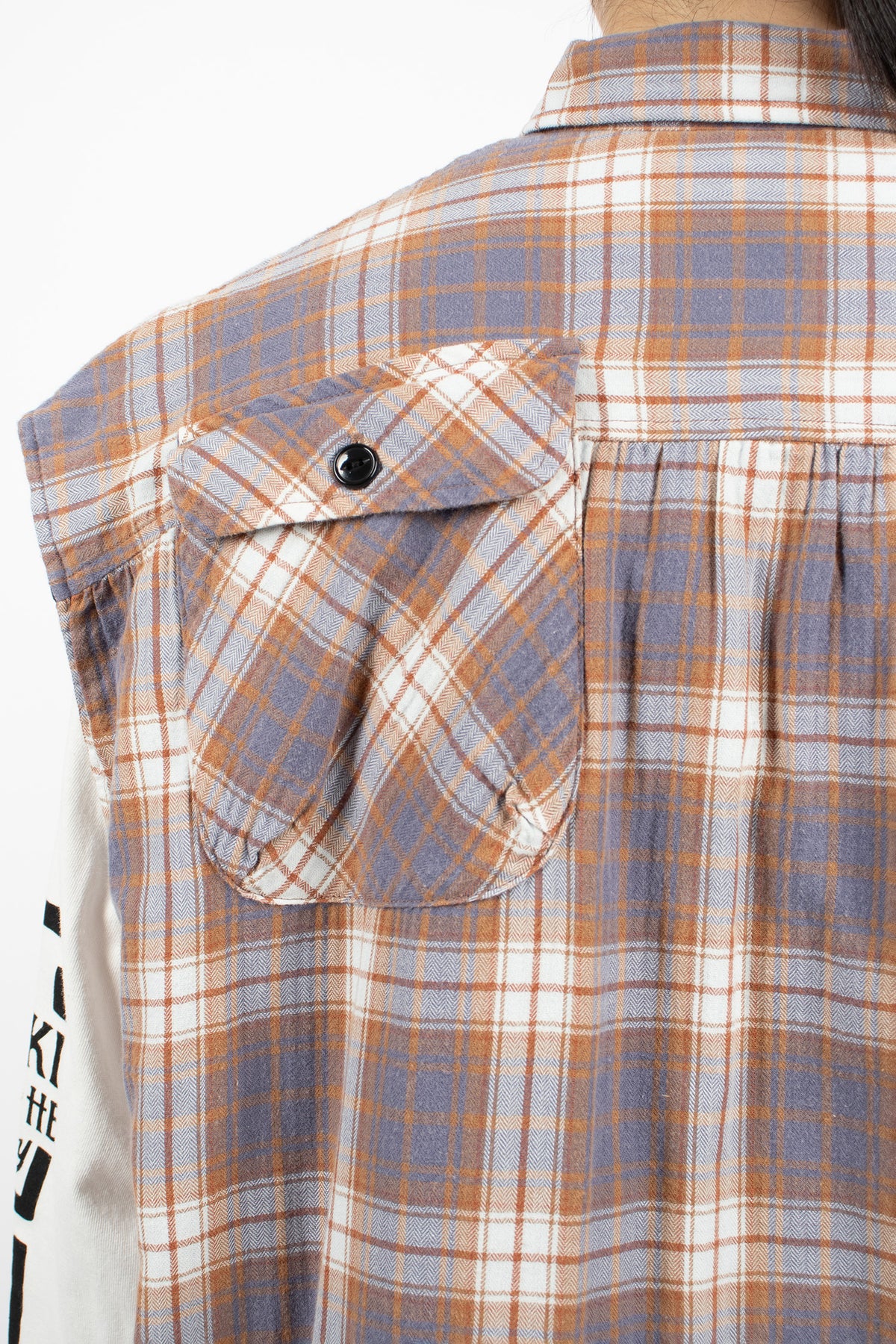 Flannel Check x Quilting Vest Navy