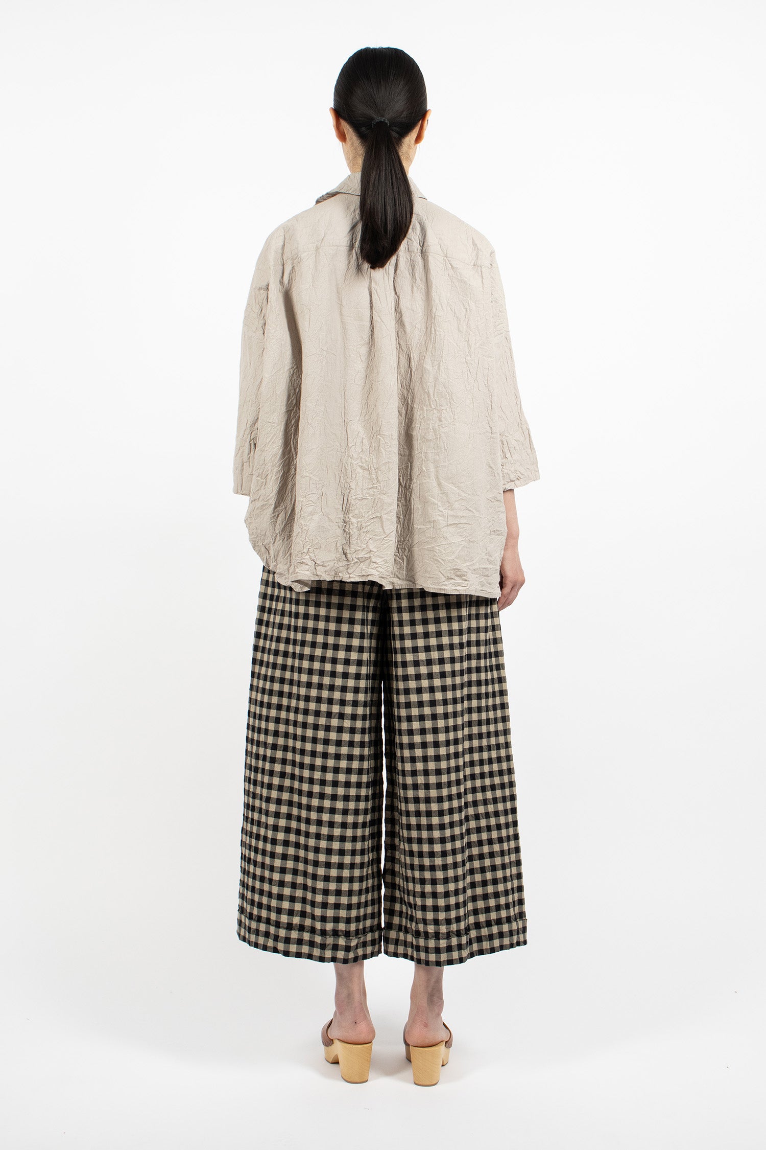 Wide Pyjama Trousers Natural/Black Check