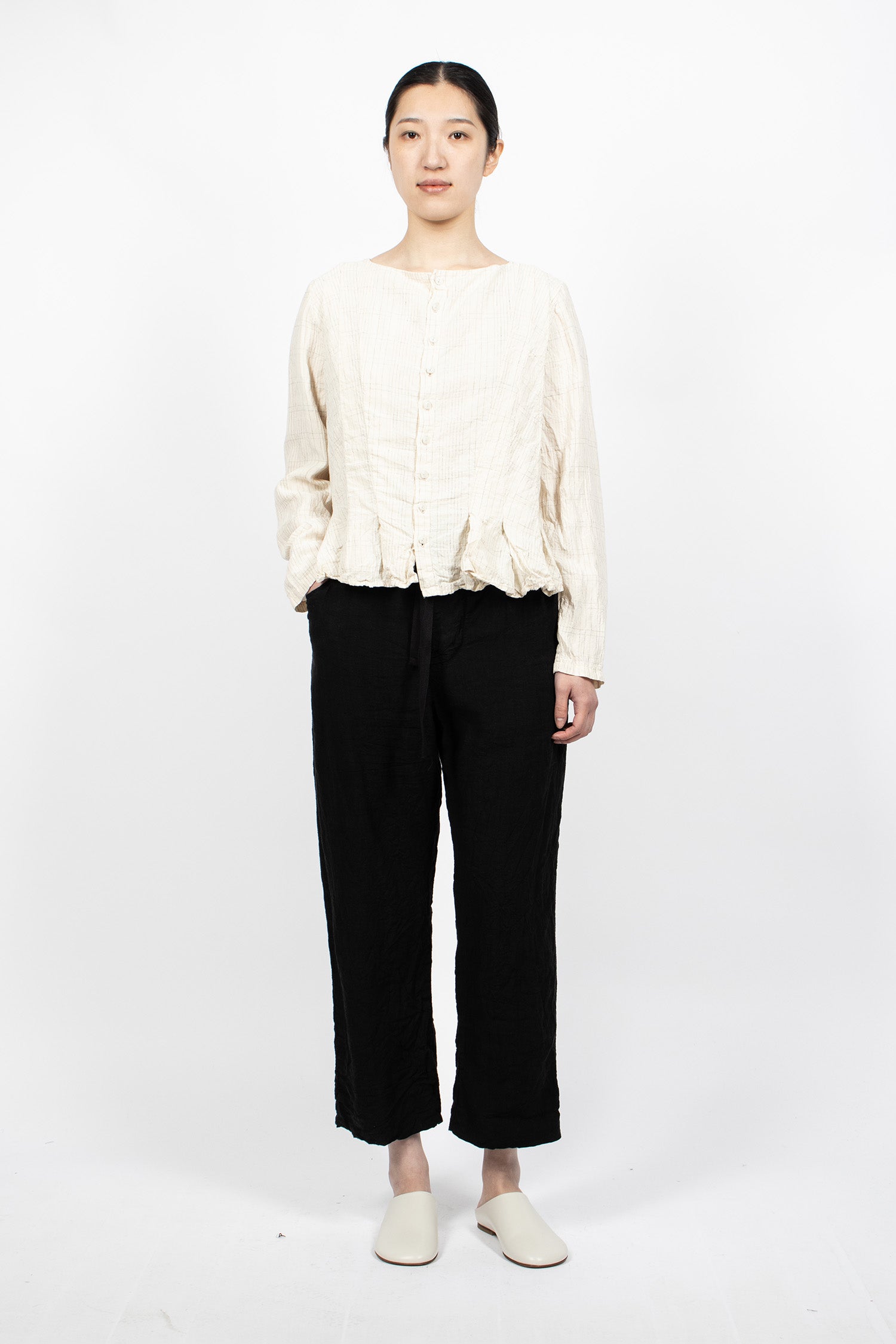 Hb Linen Blouse Silver Check