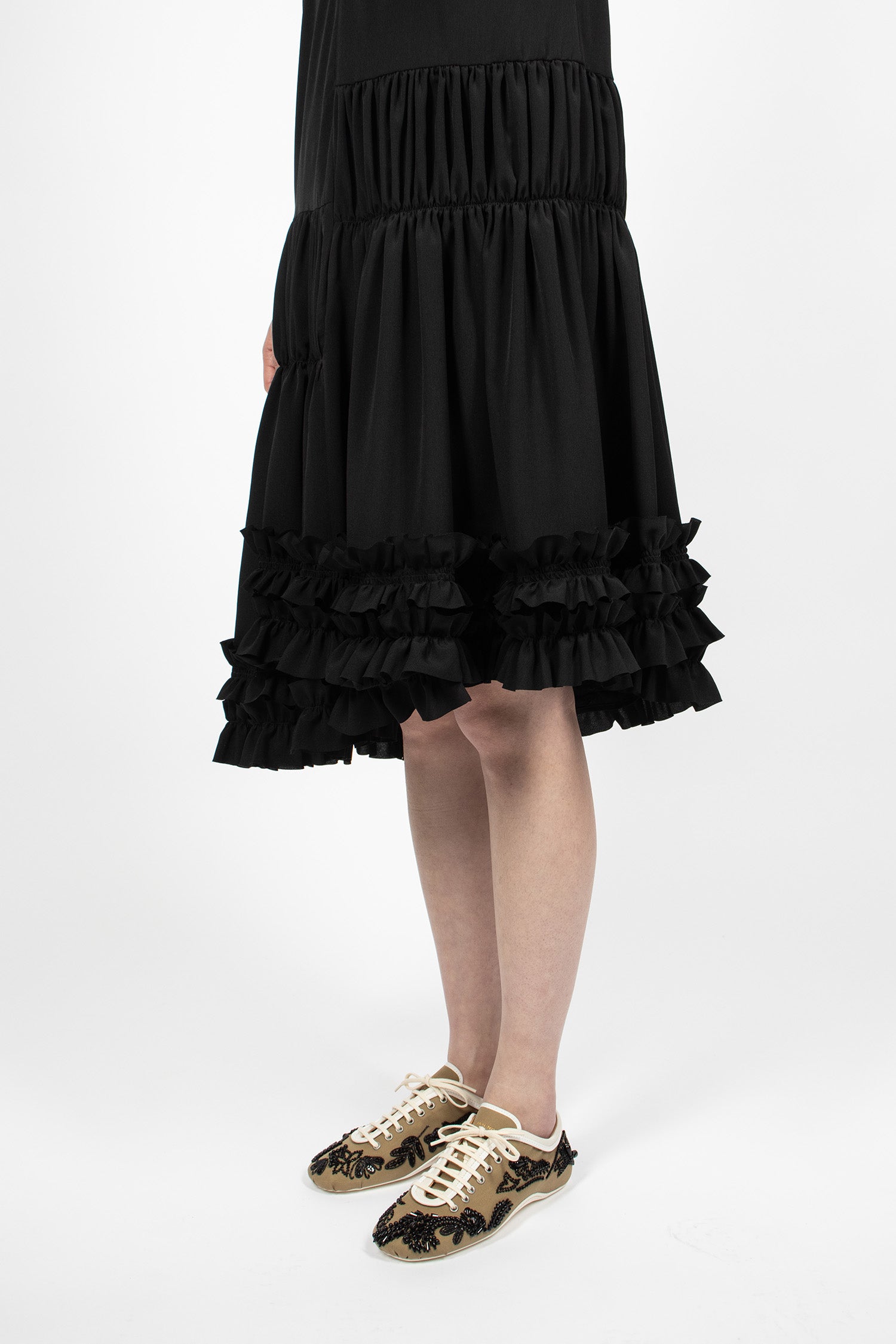Ruffled Slip Dress Black