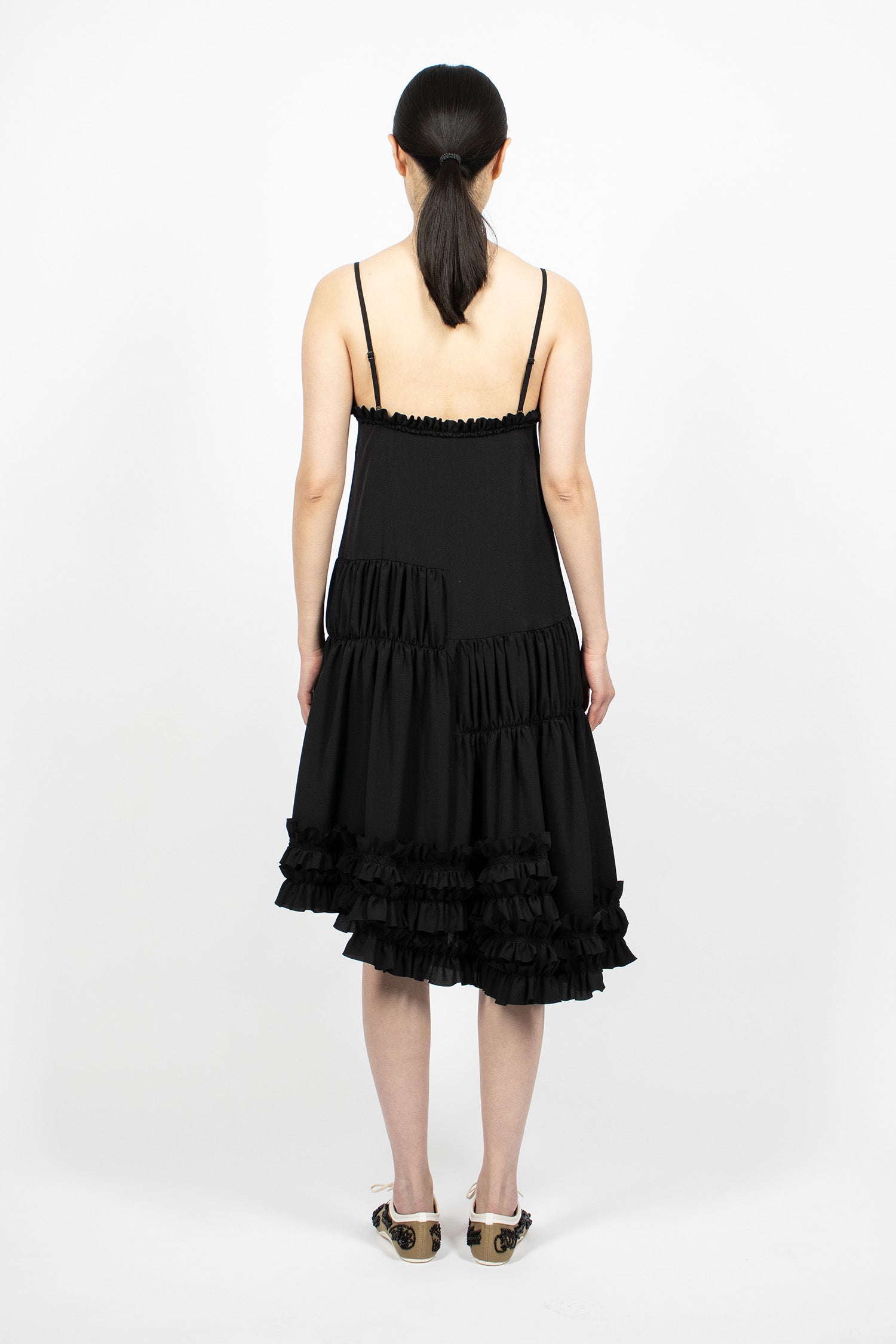 Ruffled Slip Dress Black