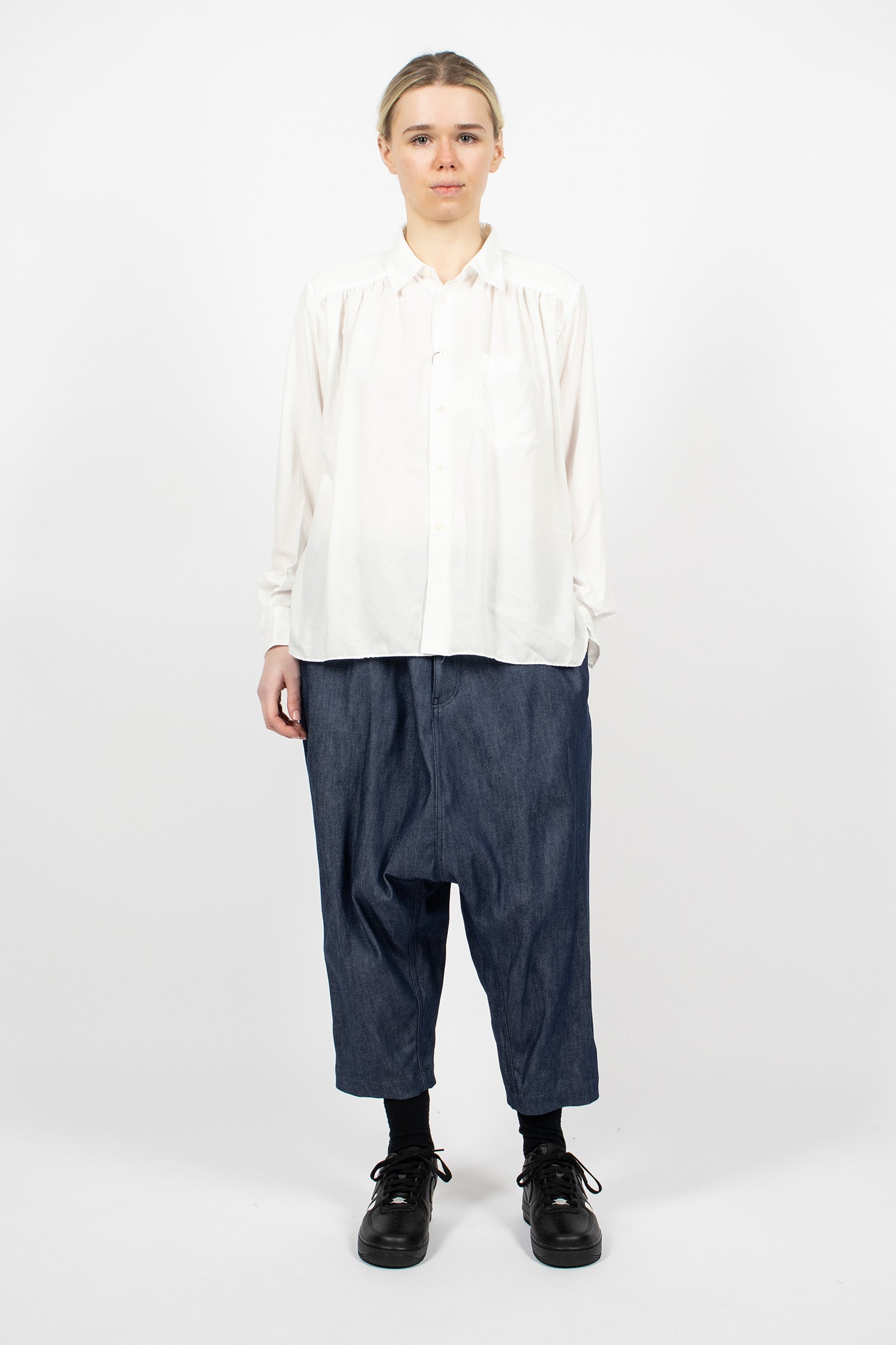 Gathered Panel Shirt White