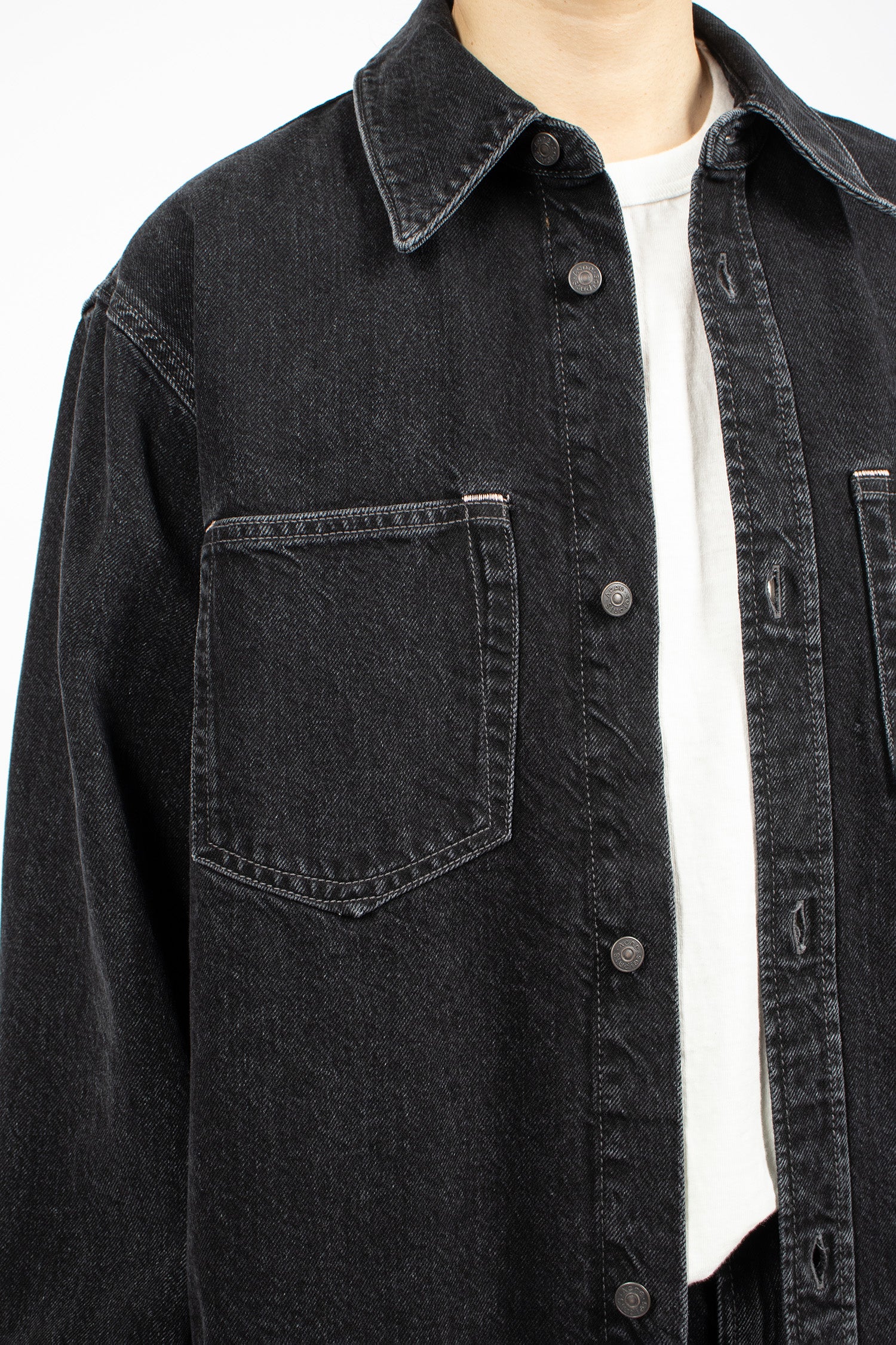 Denim Button-Up Shirt Black