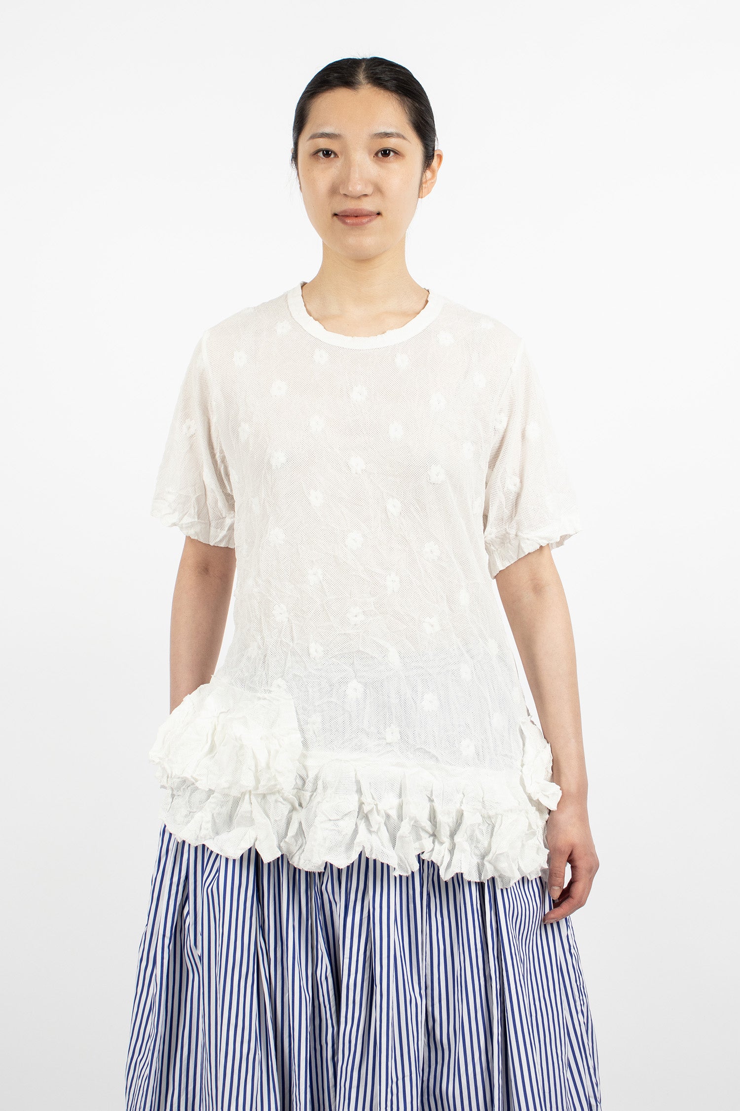 Peplum Embroidered T-Shirt White