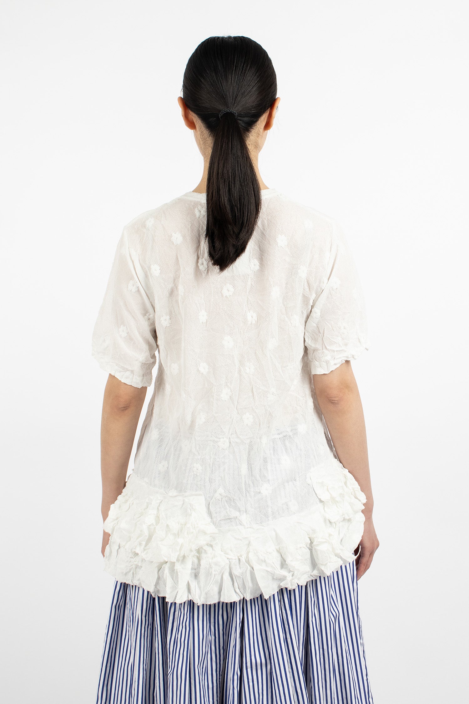 Peplum Embroidered T-Shirt White