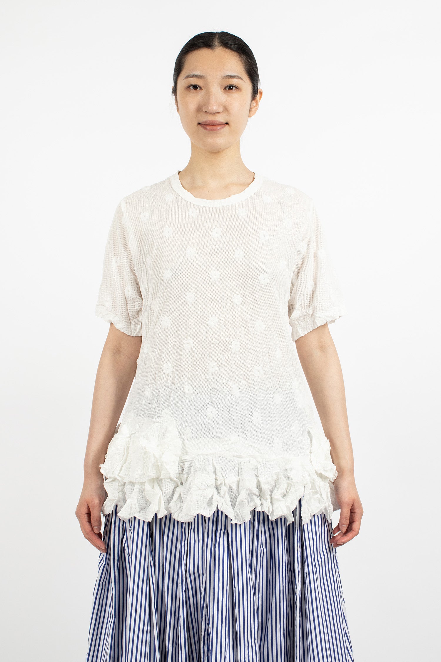 Peplum Embroidered T-Shirt White