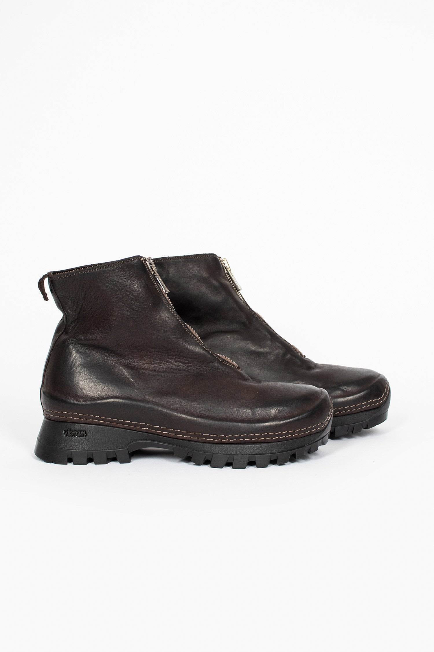 VS01 Zip Front Half Boot CV60T Dark Brown