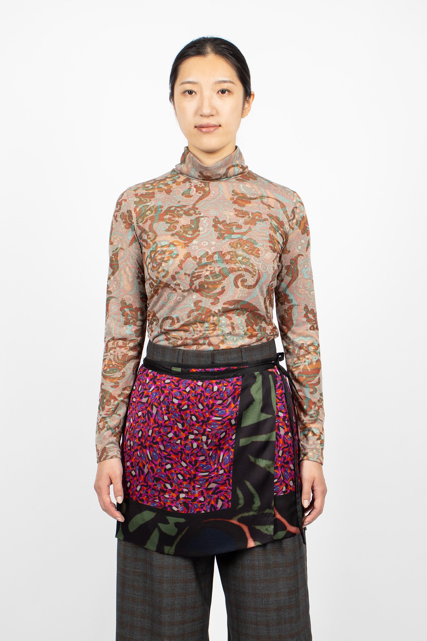 Printed Wrap Skirt Dessin A 1