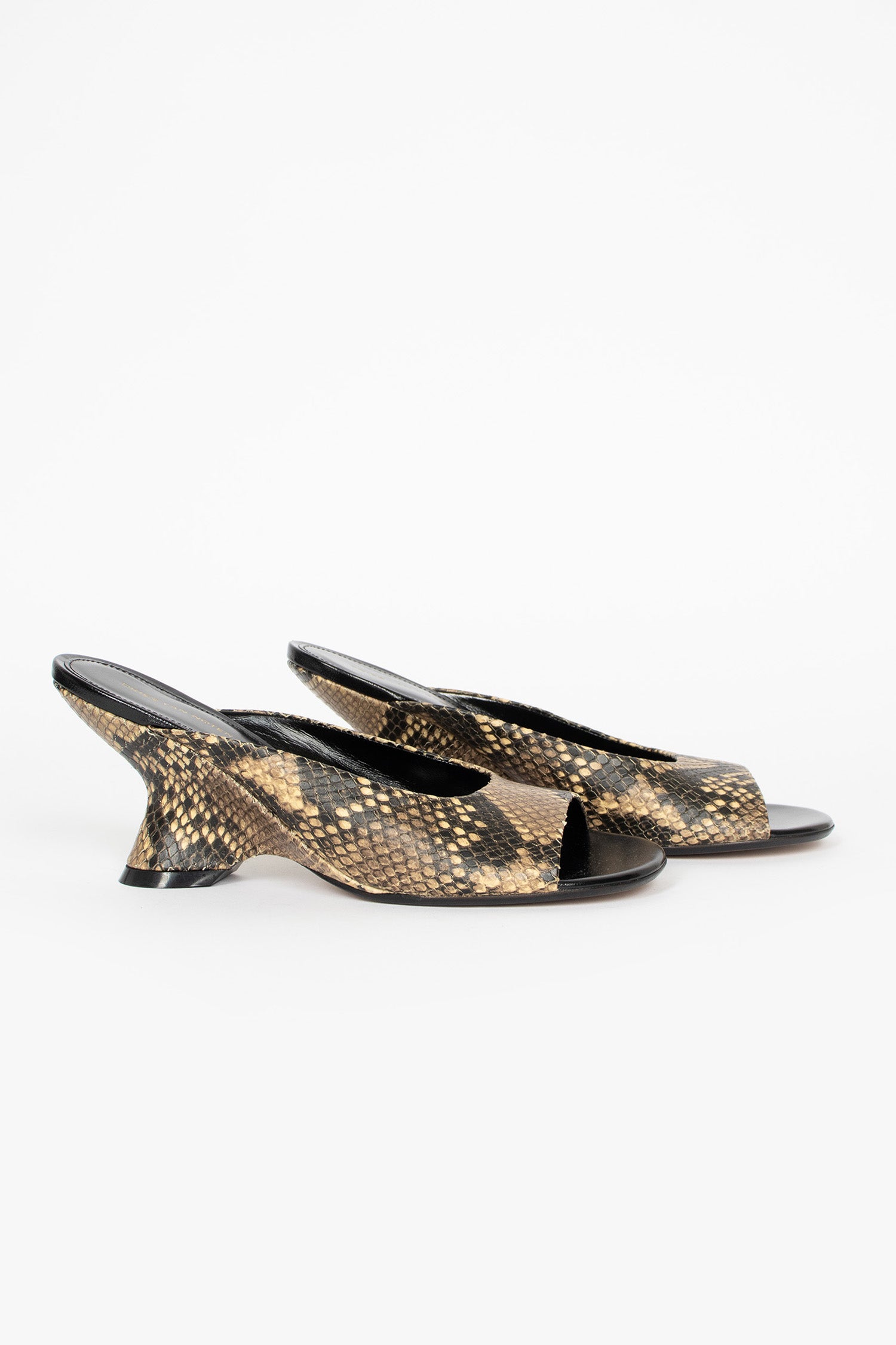 Open-Toe Leather Mules Beige