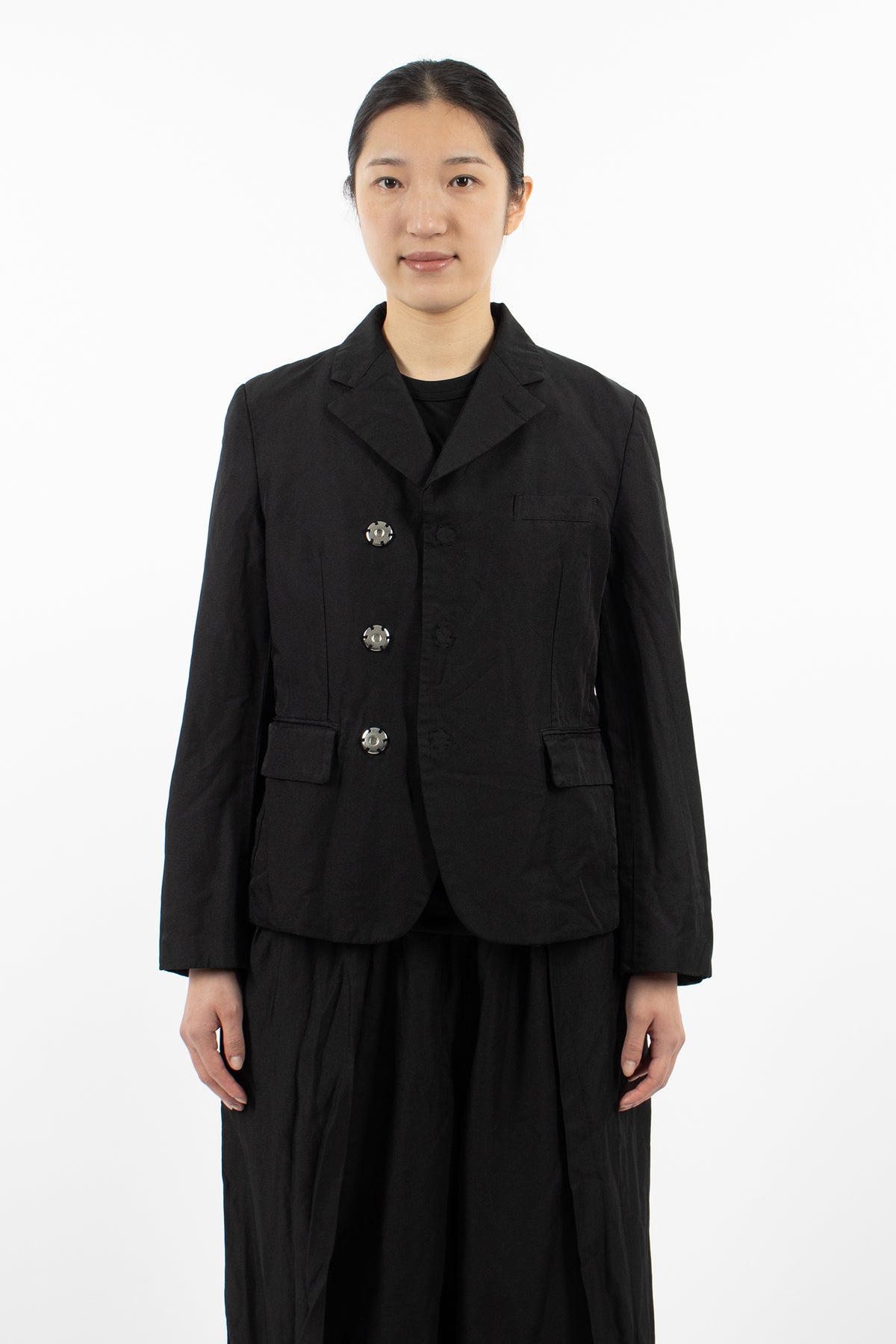 Stud Button Blazer Jacket Black