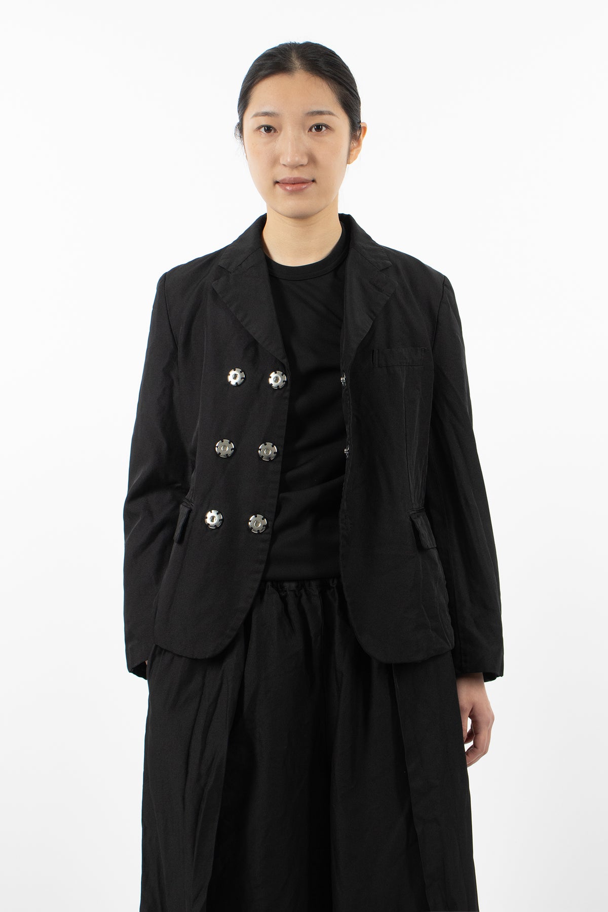 Stud Button Blazer Jacket Black