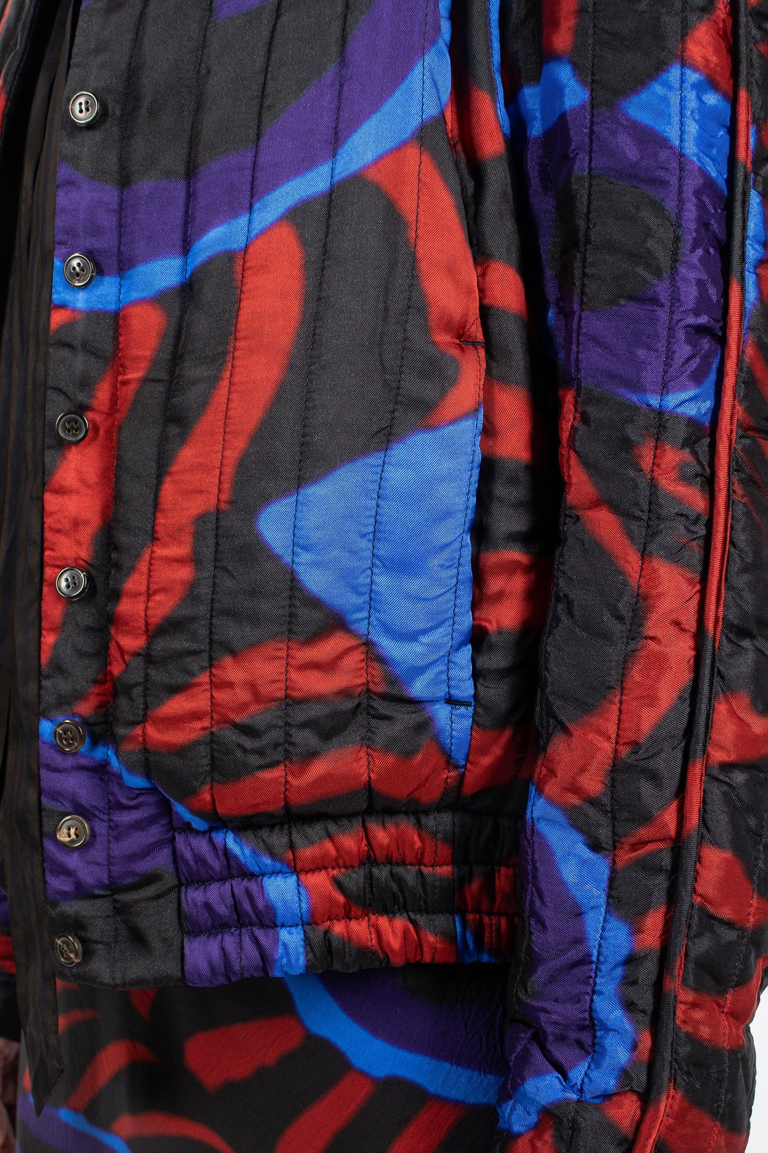 Quilted Button-Up Blouson Red