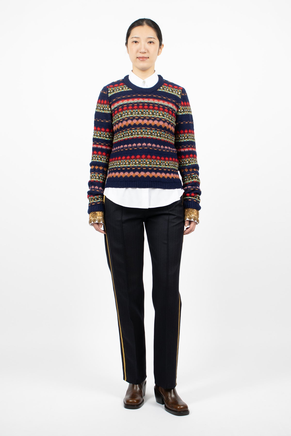 Slim Leg Wool Pants Navy