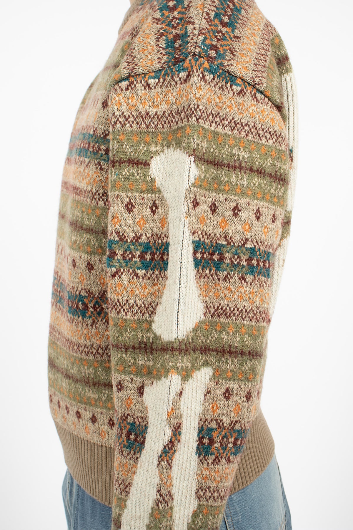 7G Wool Fair Isle Bone Sweater Orange