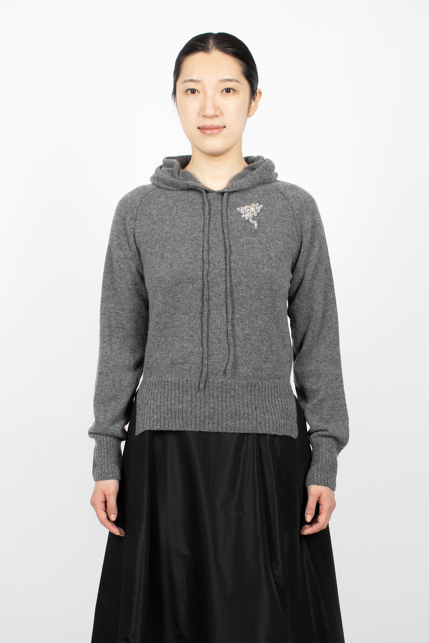 Relaxed Cashmere Hoodie Grey/Pearl/Clear