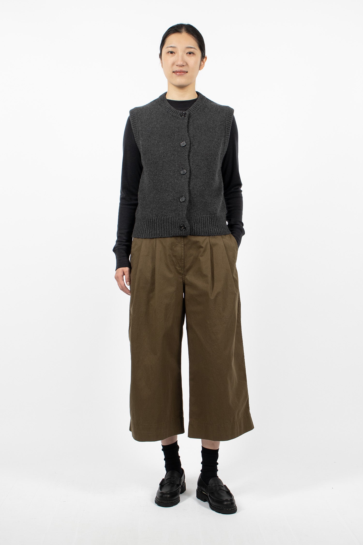 Knitted Cashmere Merino Gilet Charcoal