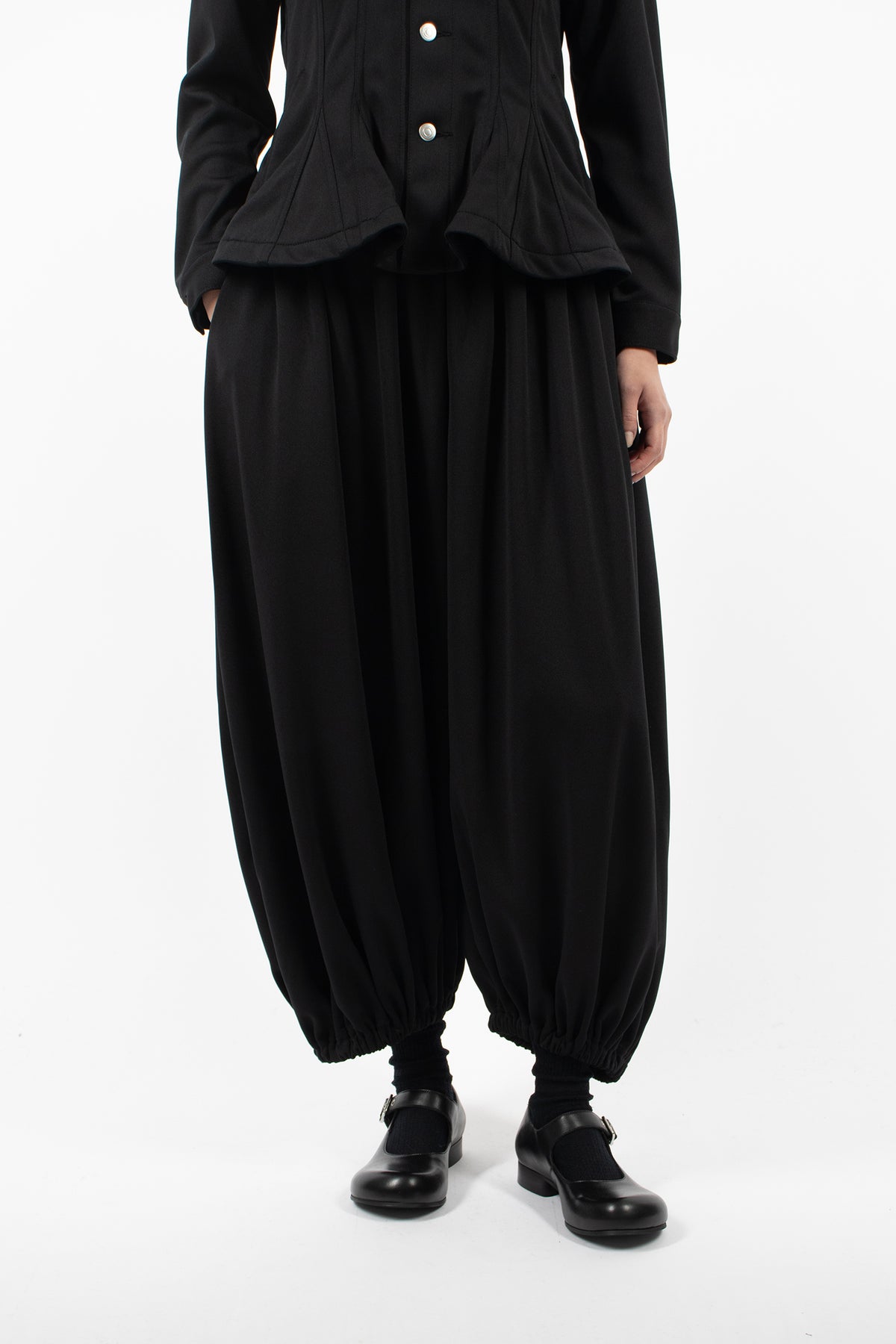 Gathered Balloon Pants Black