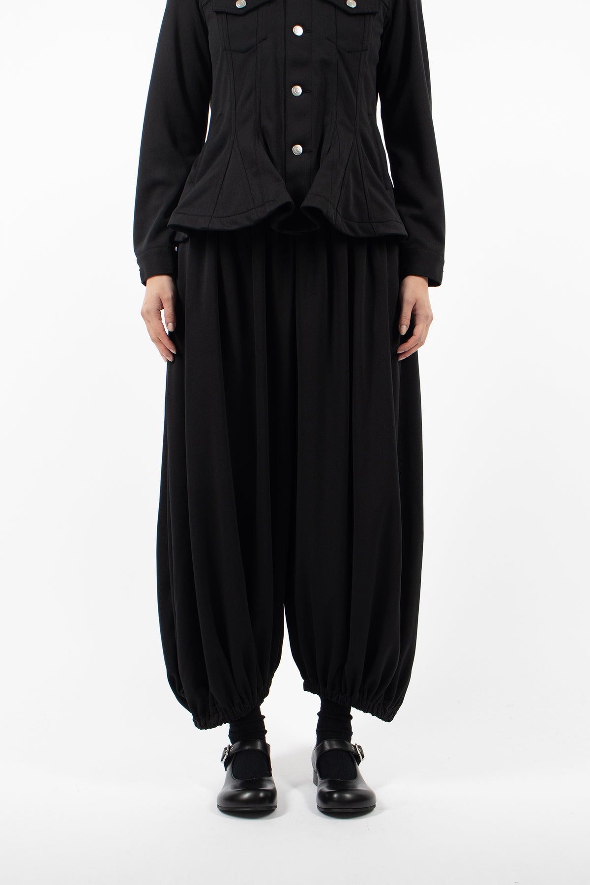 Gathered Balloon Pants Black