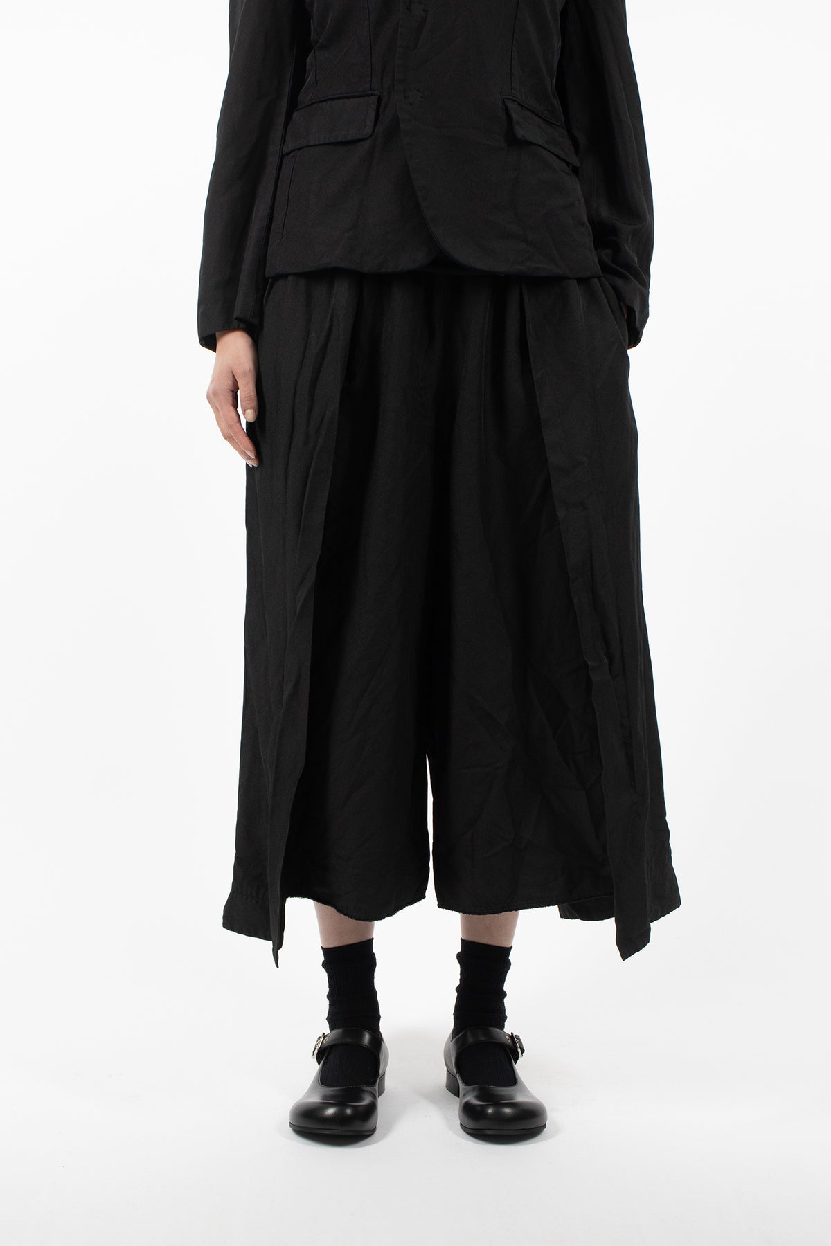 Pleated Dropped Rise Pants Black