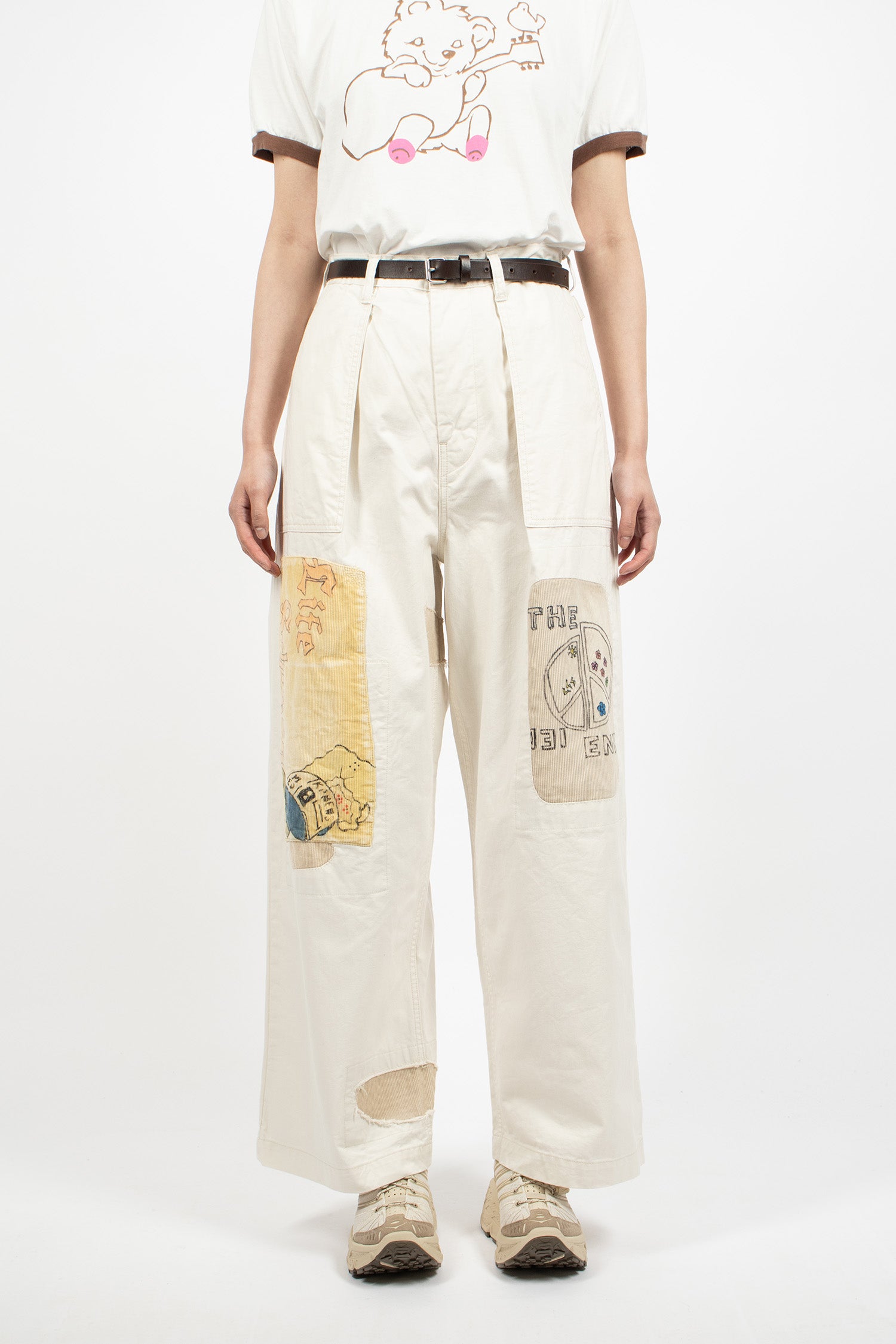 Rough-Face Twill Fatigue Baggy Pants Ecru