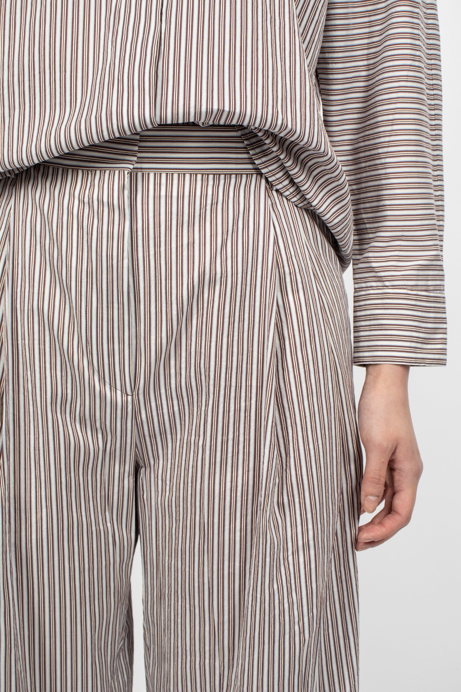 Pleated Pants Brown Stripe