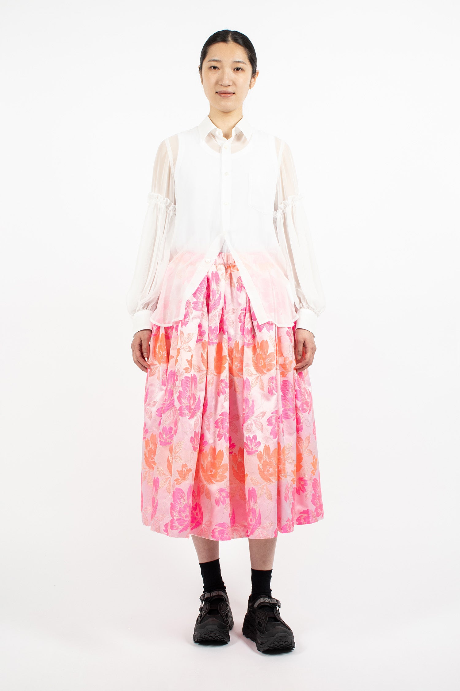 Pleated Jacquard Skirt Pink