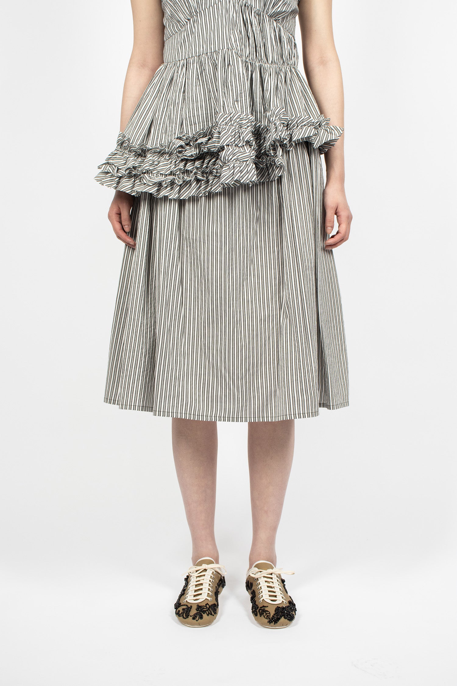 Ruffled Stripe Skirt Black