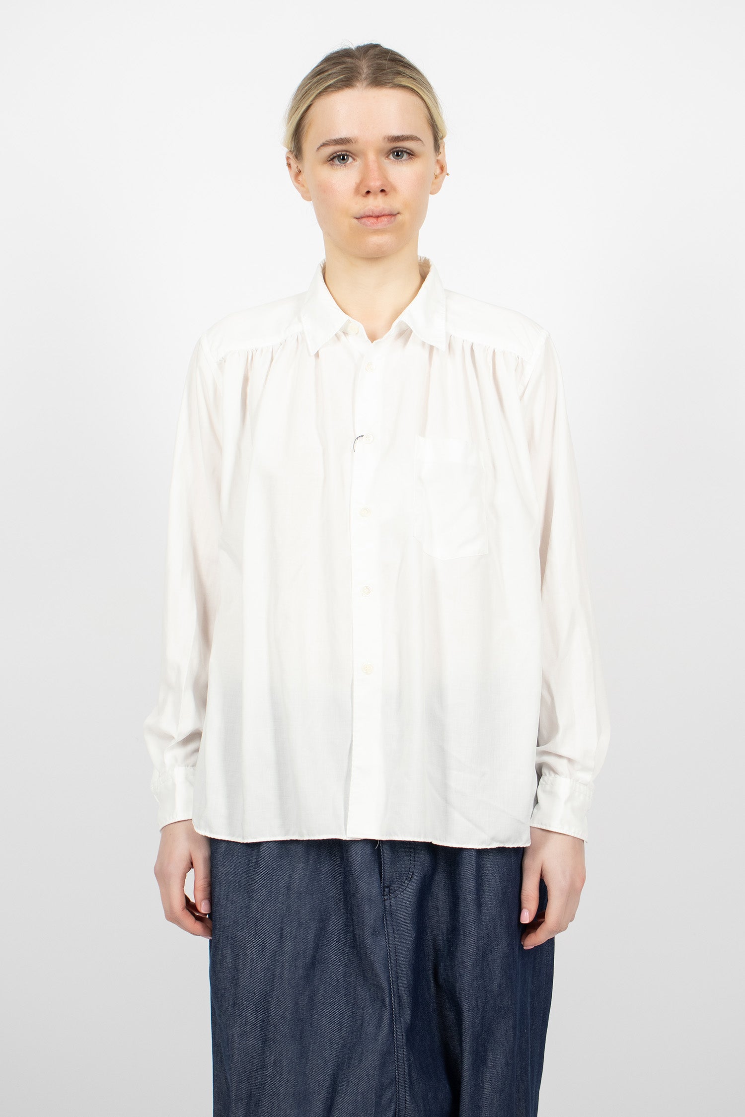Gathered Panel Shirt White