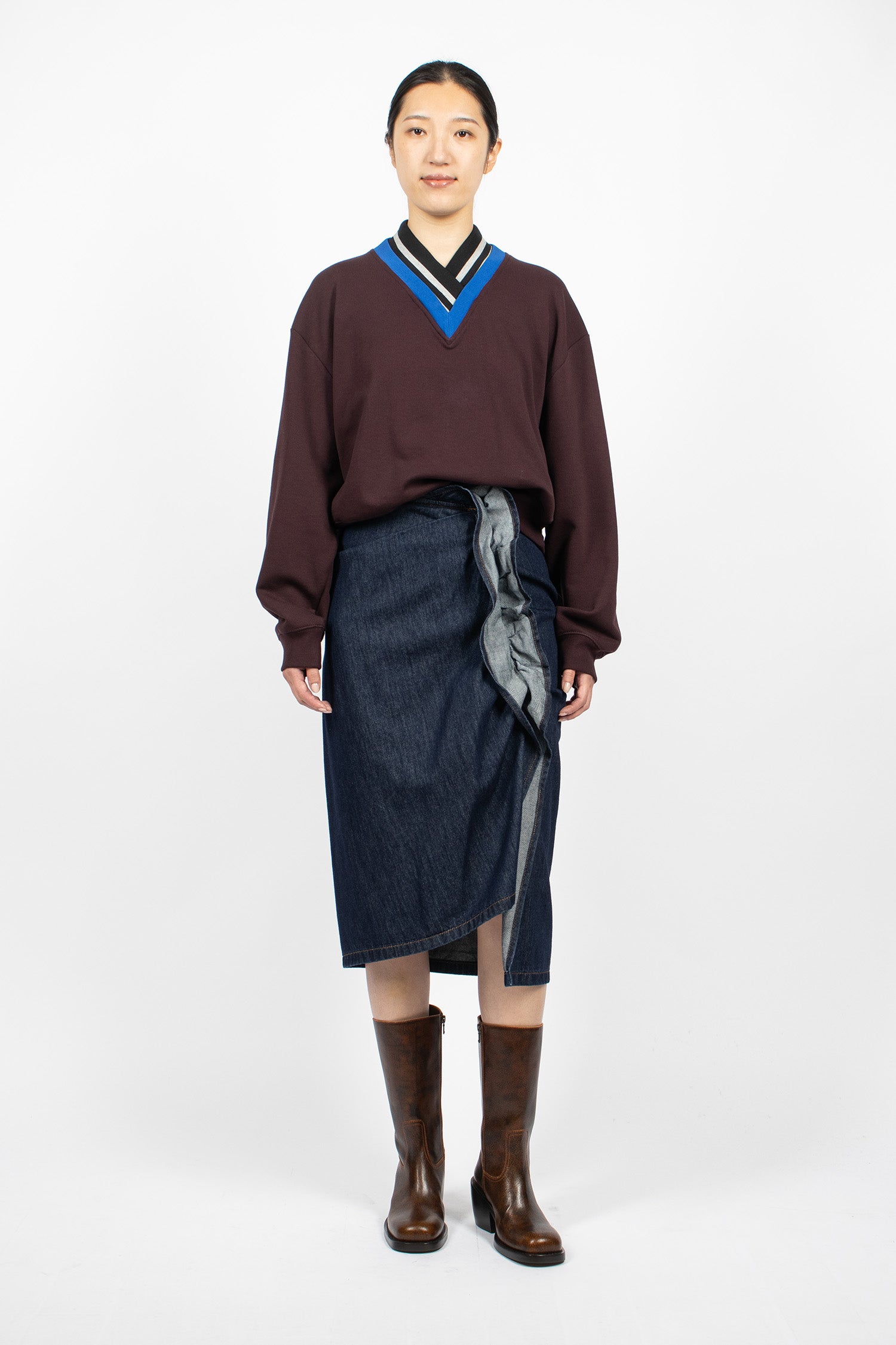 Draped Denim Skirt Indigo