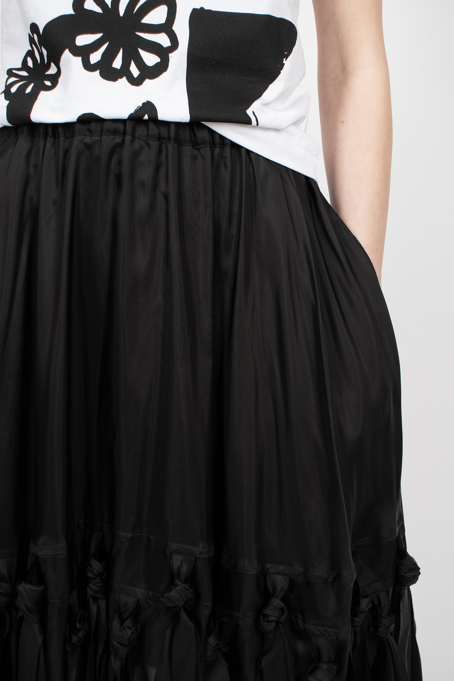 Tassel Satin Skirt Black