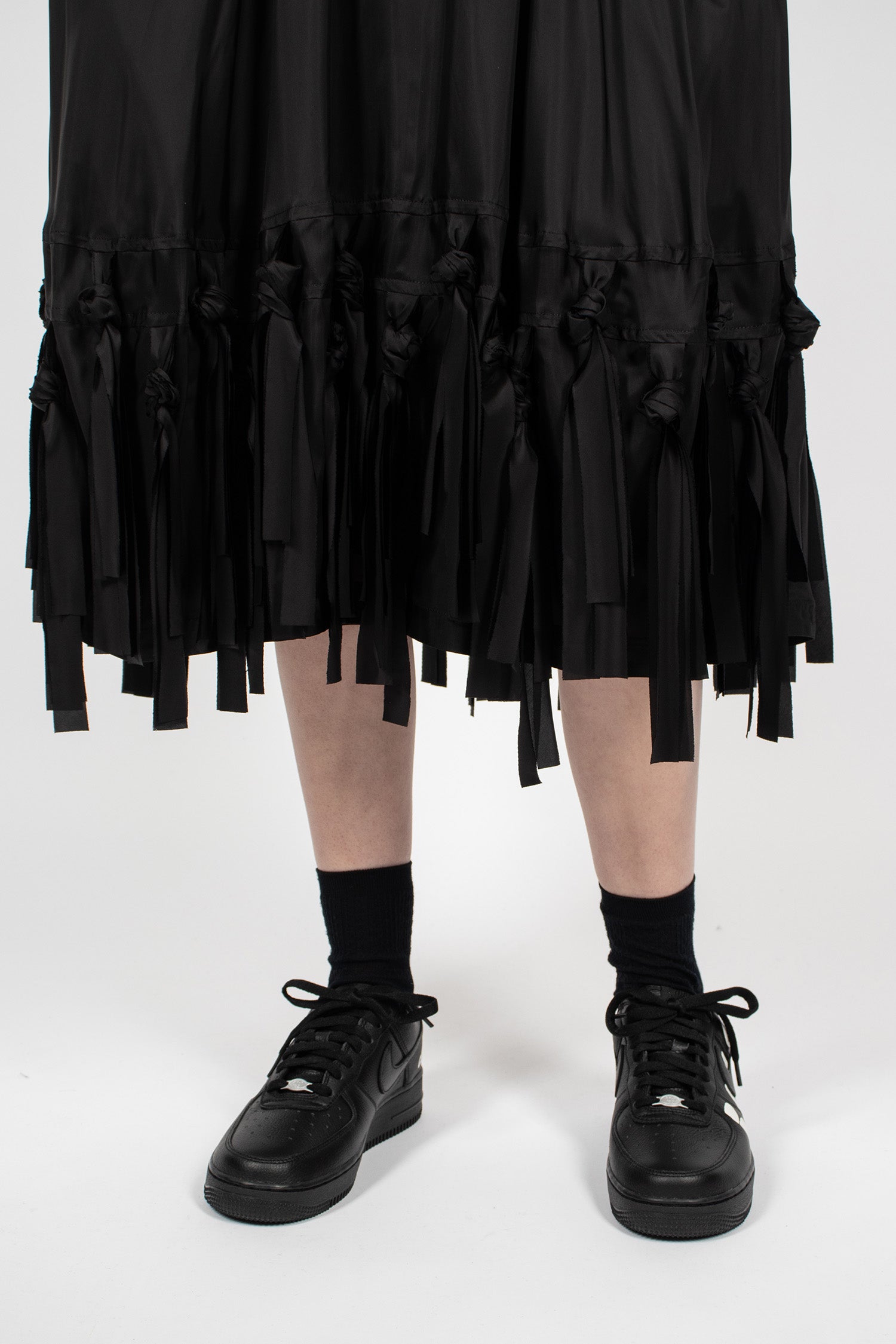 Tassel Satin Skirt Black