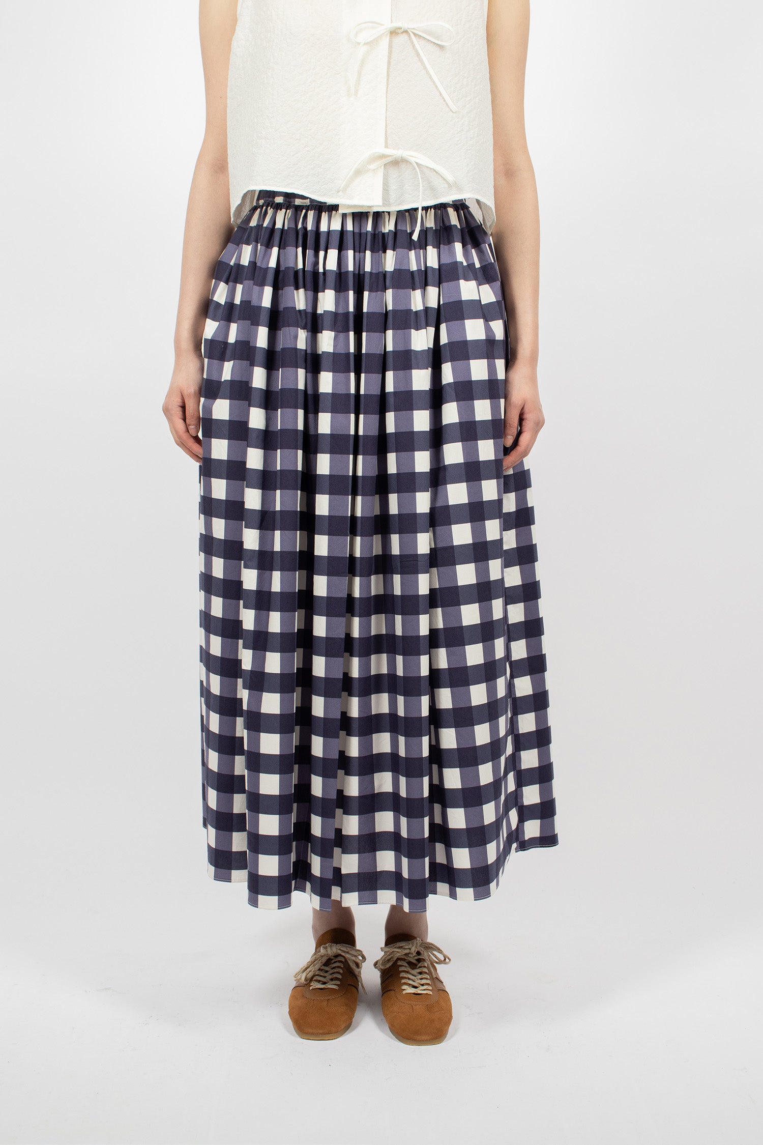 Wide Skirt Navy Check
