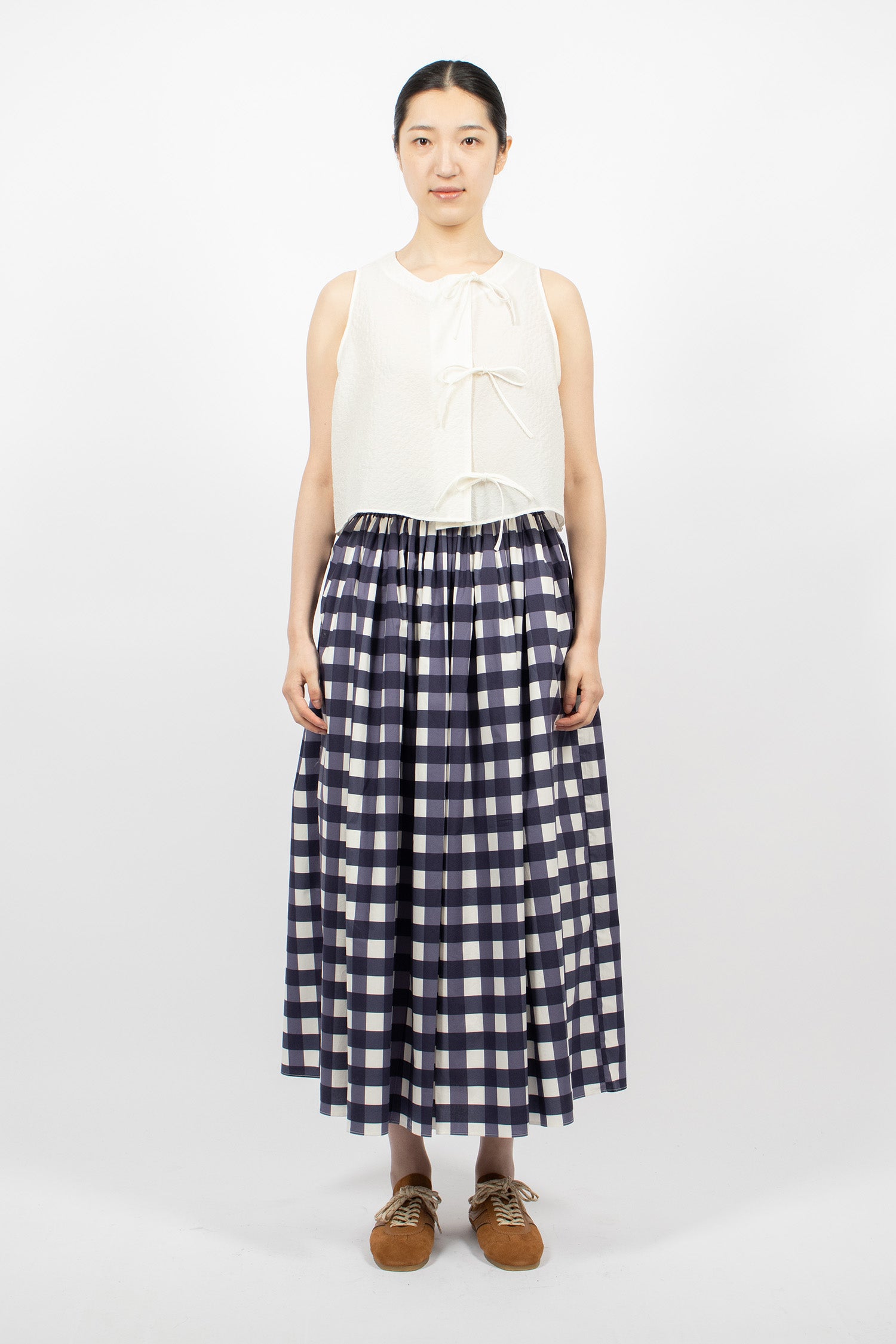 Wide Skirt Navy Check