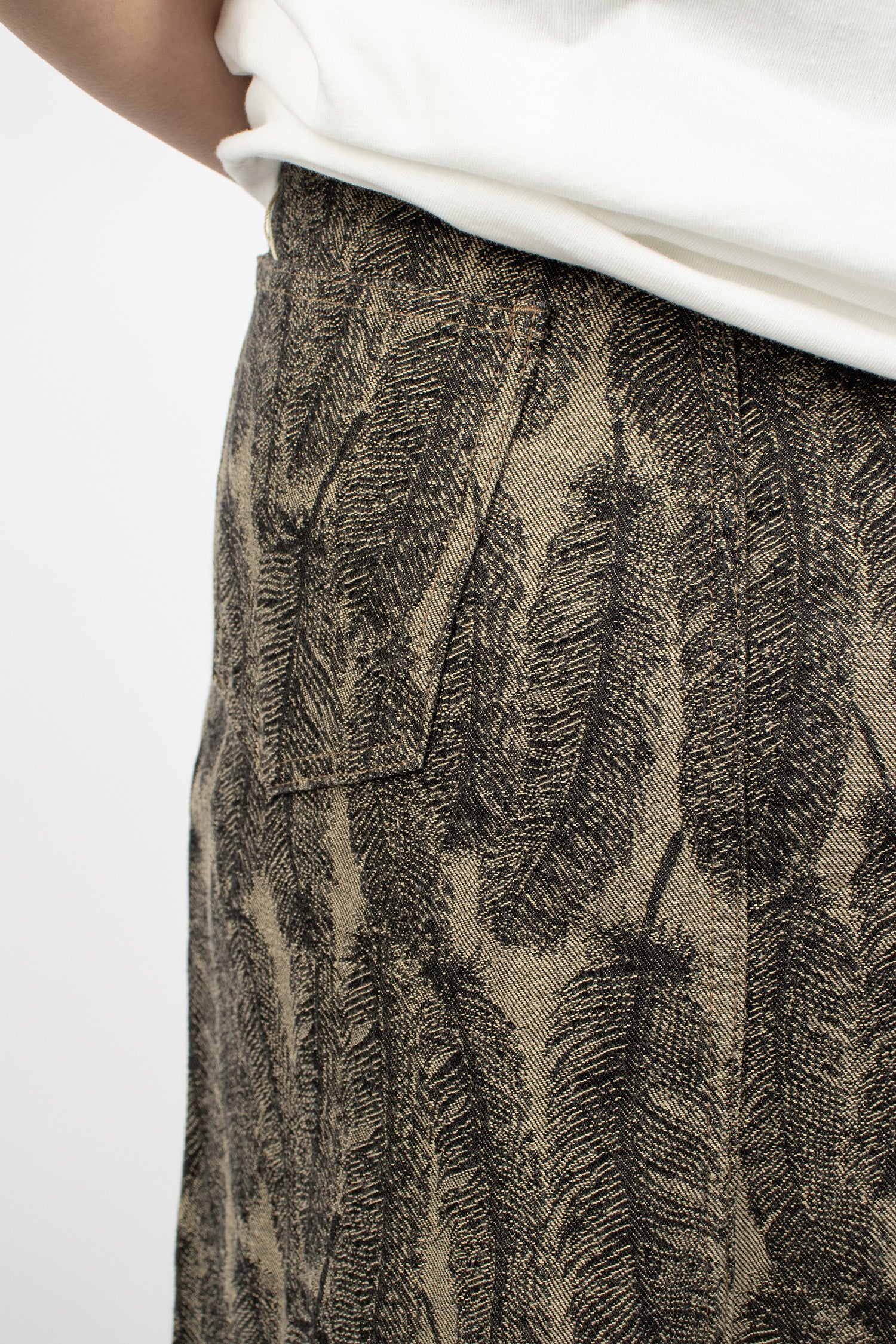 12oz Magpie Denim Maxi Skirt Black/Beige