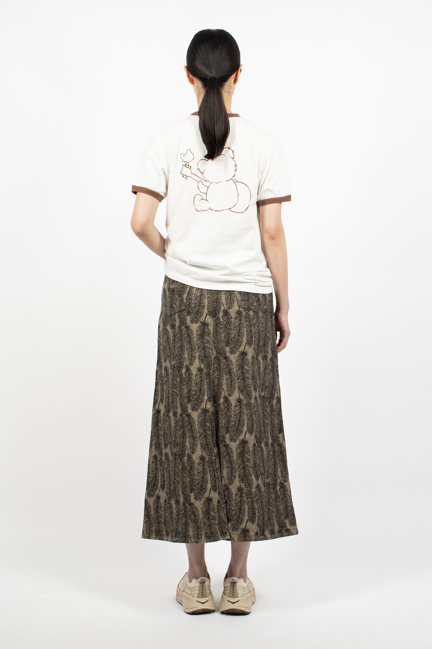 12oz Magpie Denim Maxi Skirt Black/Beige