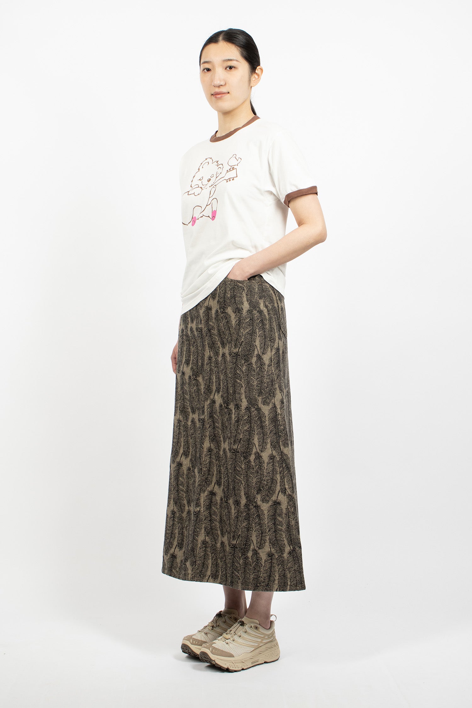 12oz Magpie Denim Maxi Skirt Black/Beige