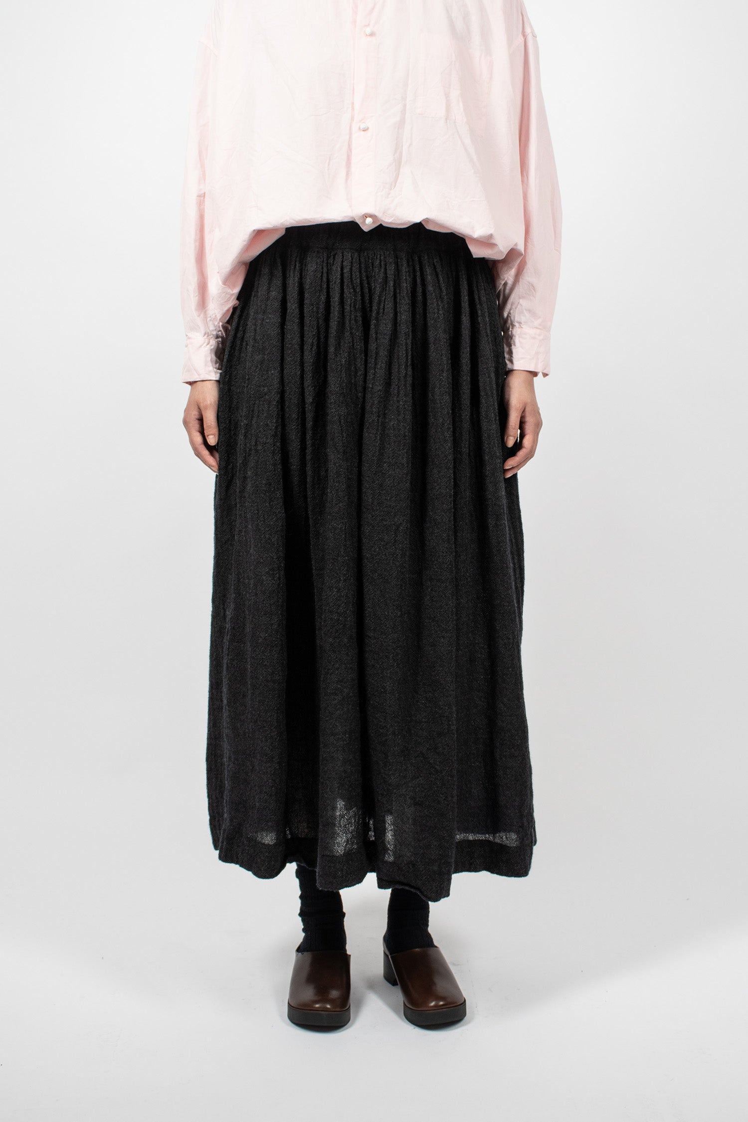 Gathered Wool Skirt Antrachite