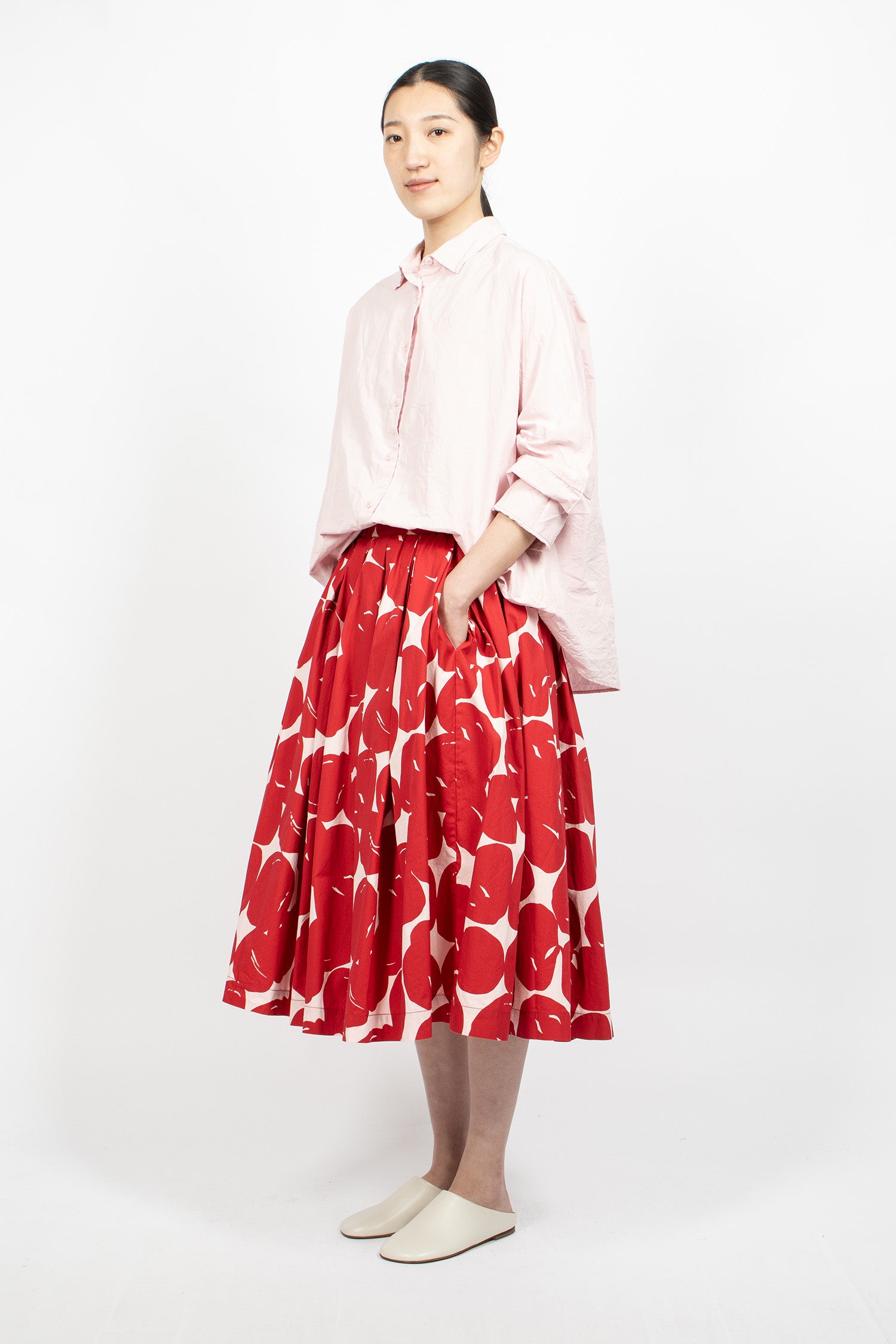 Double Rideaux Skirt Red Print