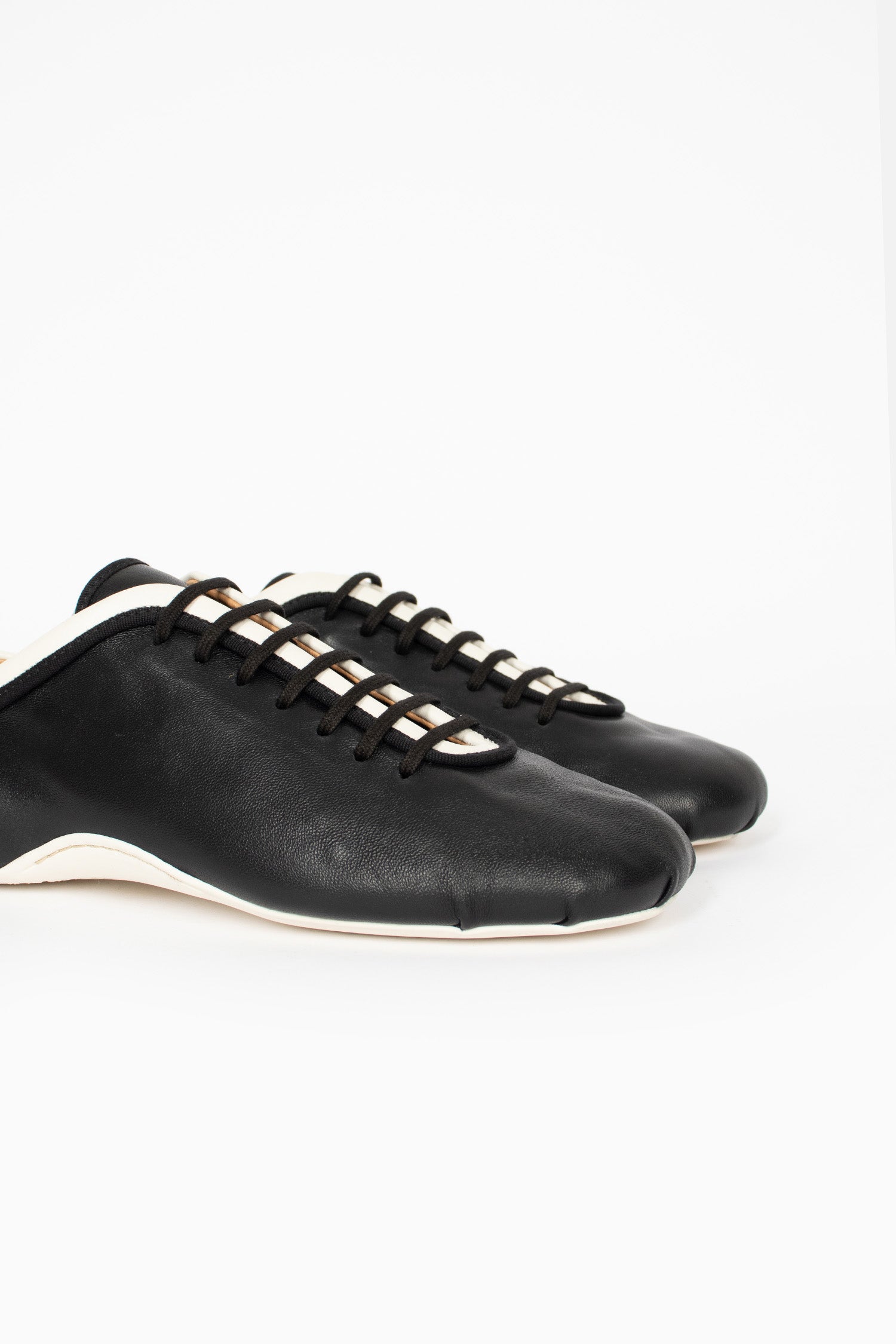 Leather Ballerina Sneakers Black